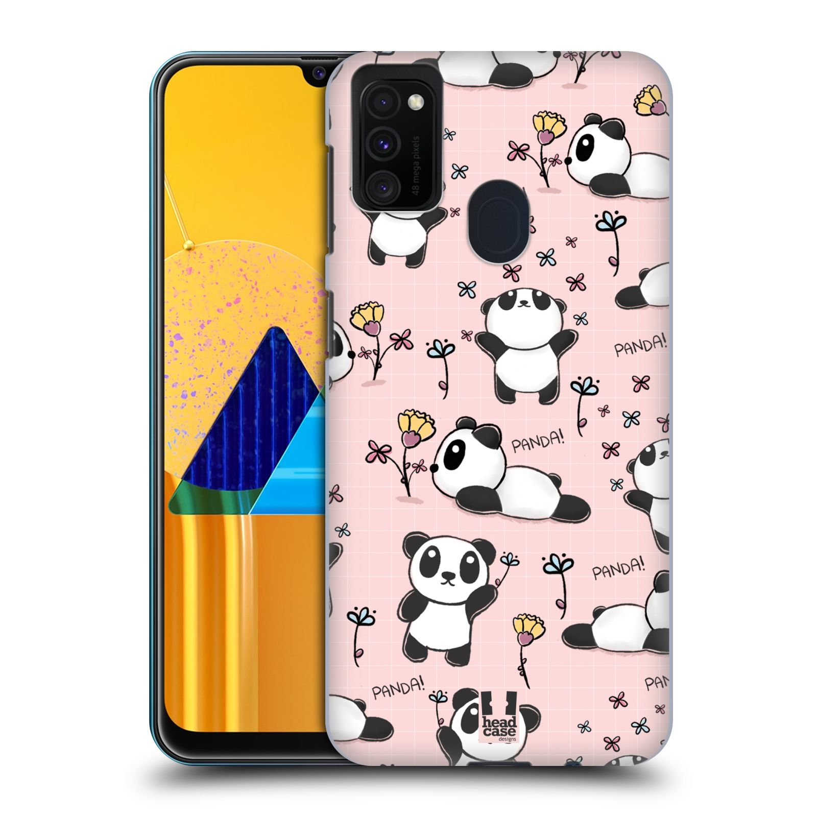Obal na mobil Samsung Galaxy M21 - HEAD CASE - Roztomilá panda v růžové