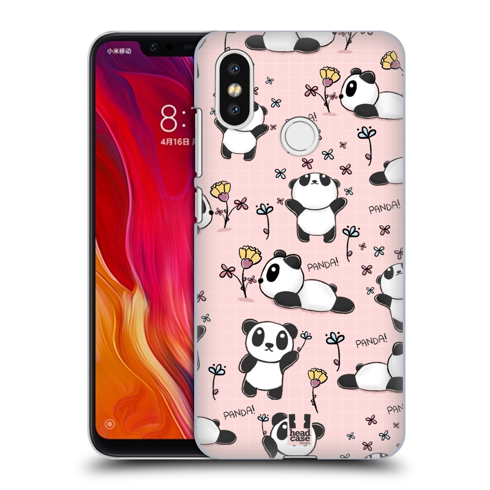 Obal na mobil Xiaomi  Mi 8 - HEAD CASE - Roztomilá panda v růžové