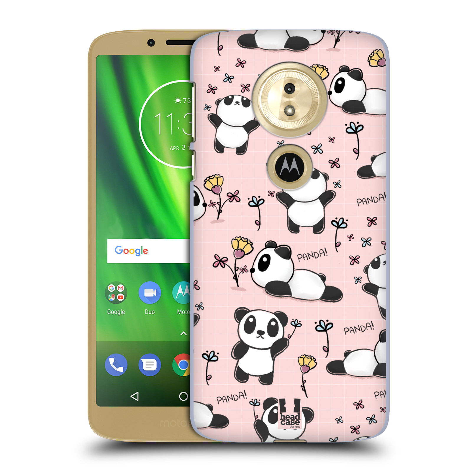 Obal na mobil Motorola Moto E5 - HEAD CASE - Roztomilá panda v růžové