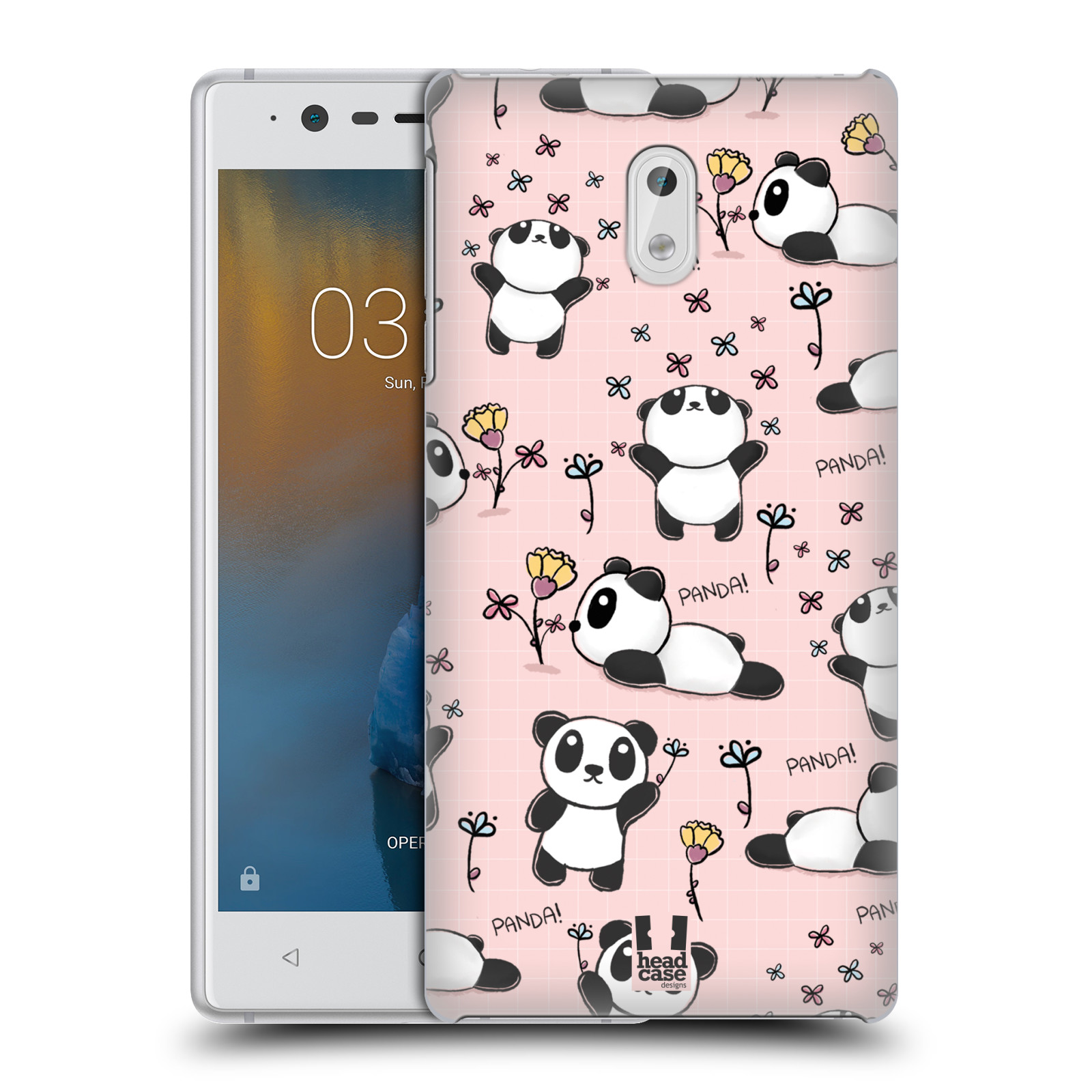 Obal na mobil Nokia 3 - HEAD CASE - Roztomilá panda v růžové