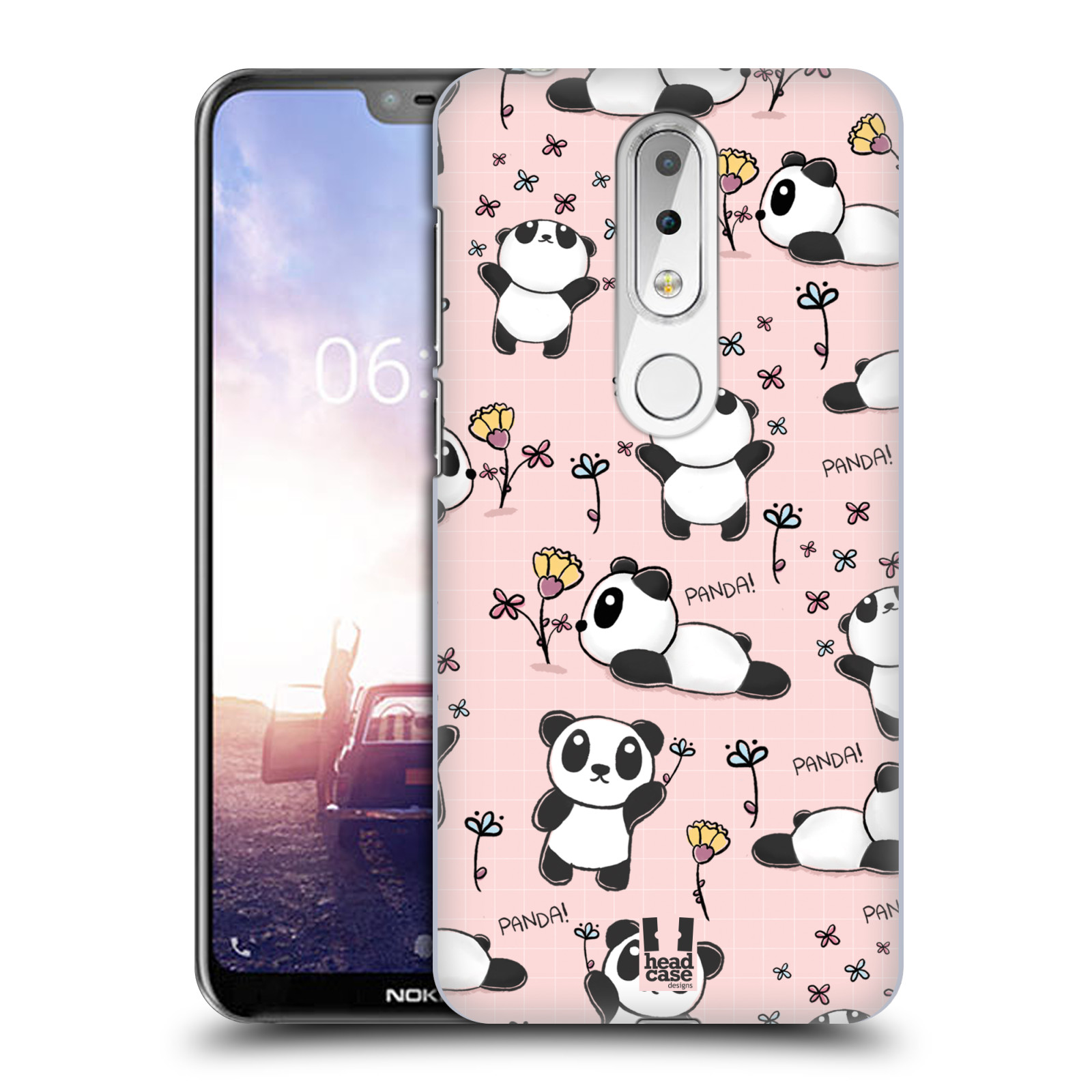 Obal na mobil Nokia 6.1 PLUS - HEAD CASE - Roztomilá panda v růžové