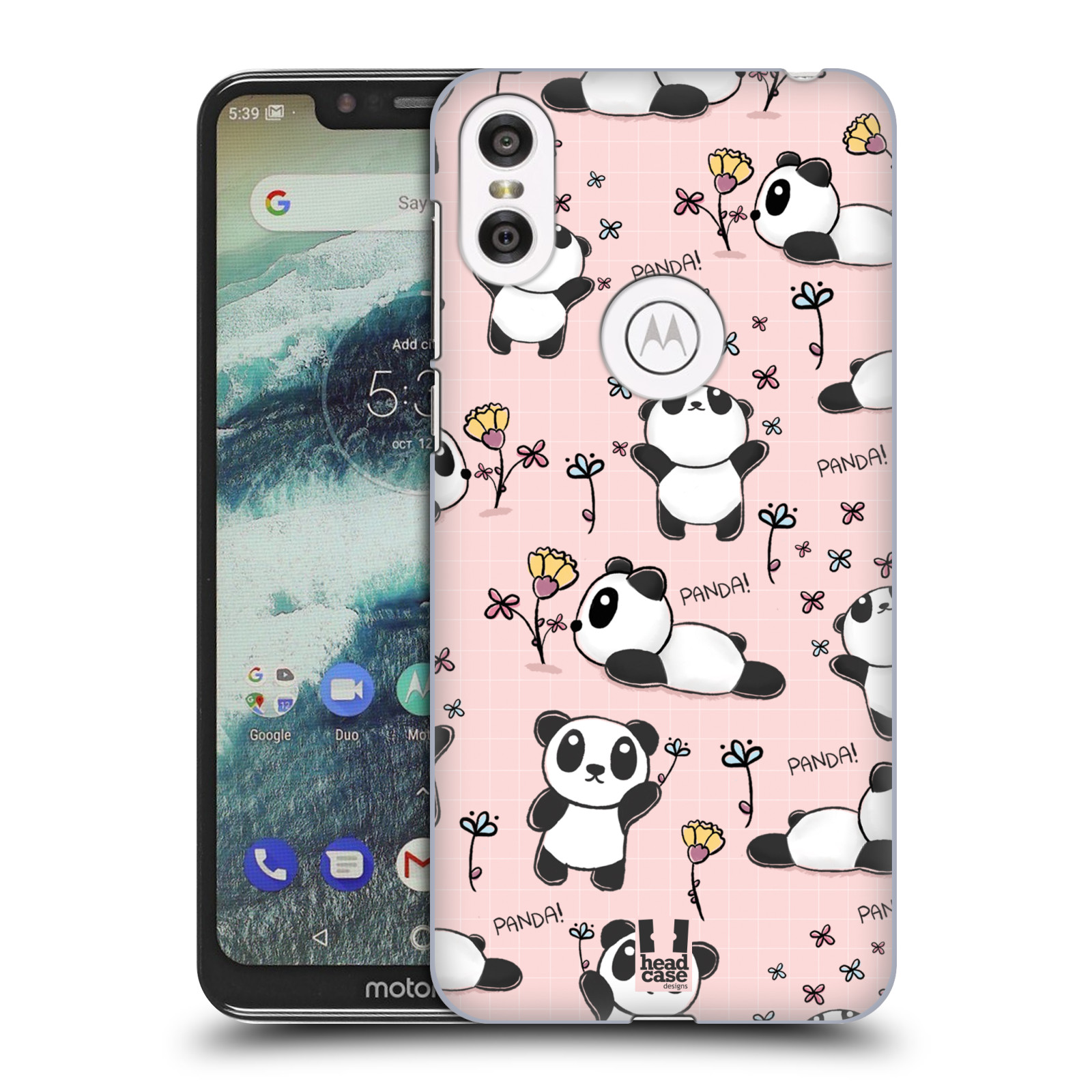 Obal na mobil Motorola Moto ONE - HEAD CASE - Roztomilá panda v růžové