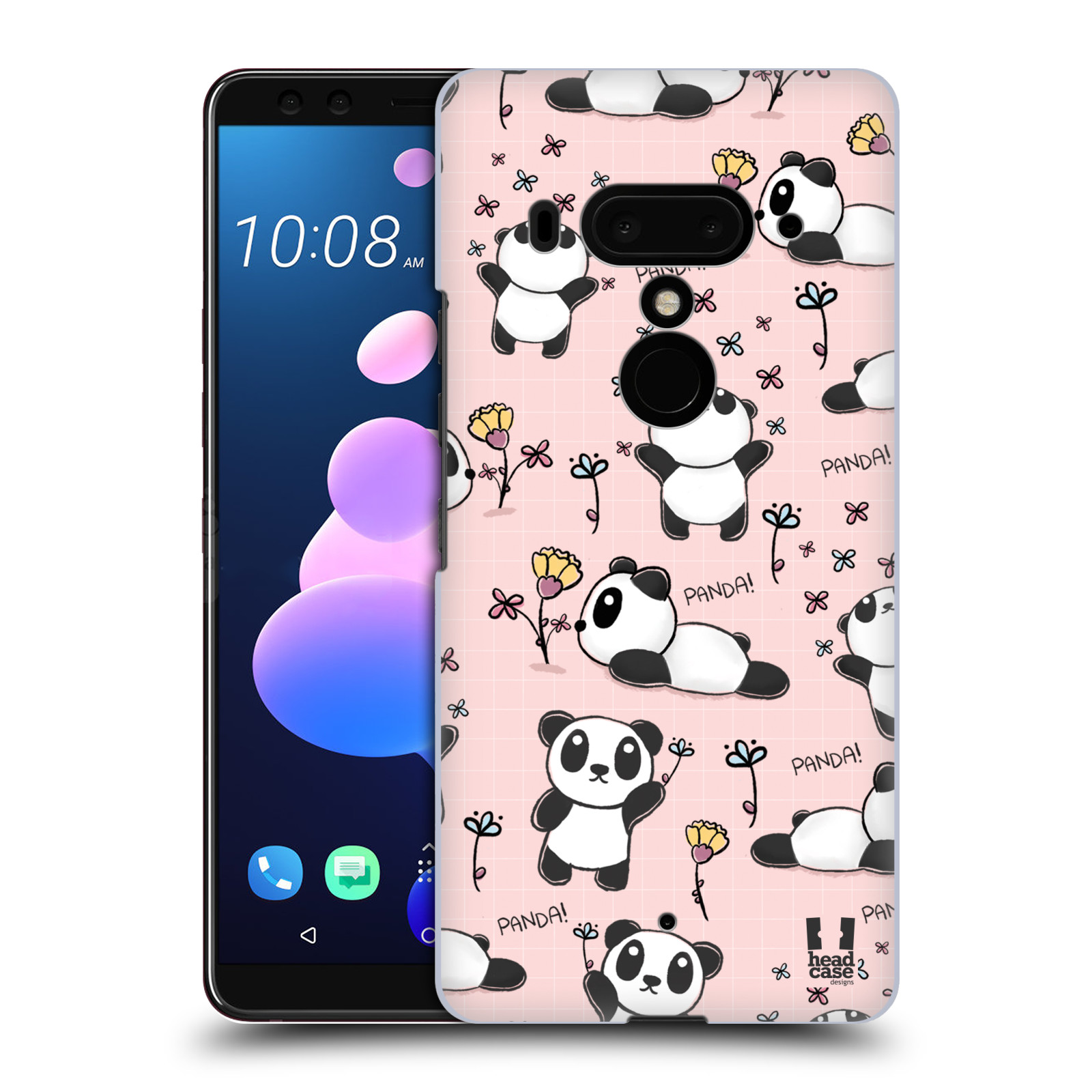 Obal na mobil HTC U 12 PLUS / U 12+ DUAL SIM - HEAD CASE - Roztomilá panda v růžové