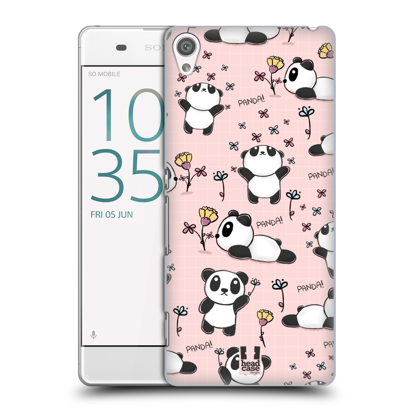 Obal na mobil Sony Xperia XA - HEAD CASE - Roztomilá panda v růžové