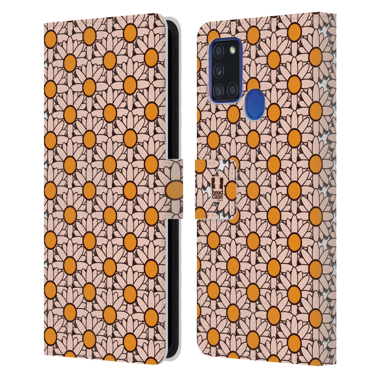 HEAD CASE Flipové pouzdro pro mobil Samsung Galaxy A21s květina sedmikráska hromada