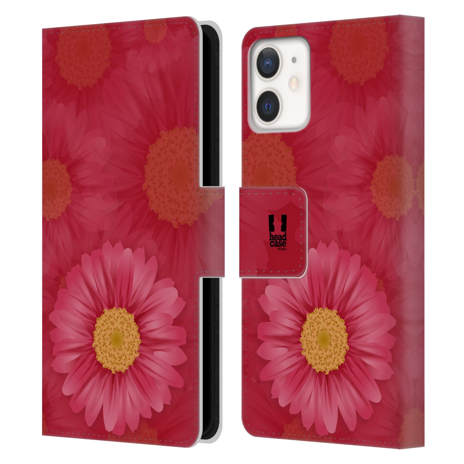 Pouzdro pro mobil Apple Iphone 12 MINI květina sedmikráska červená