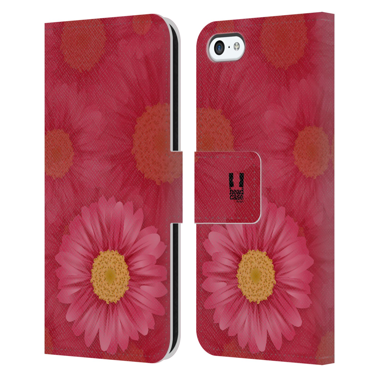 HEAD CASE Flipové pouzdro pro mobil Apple Iphone 5C květina sedmikráska červená