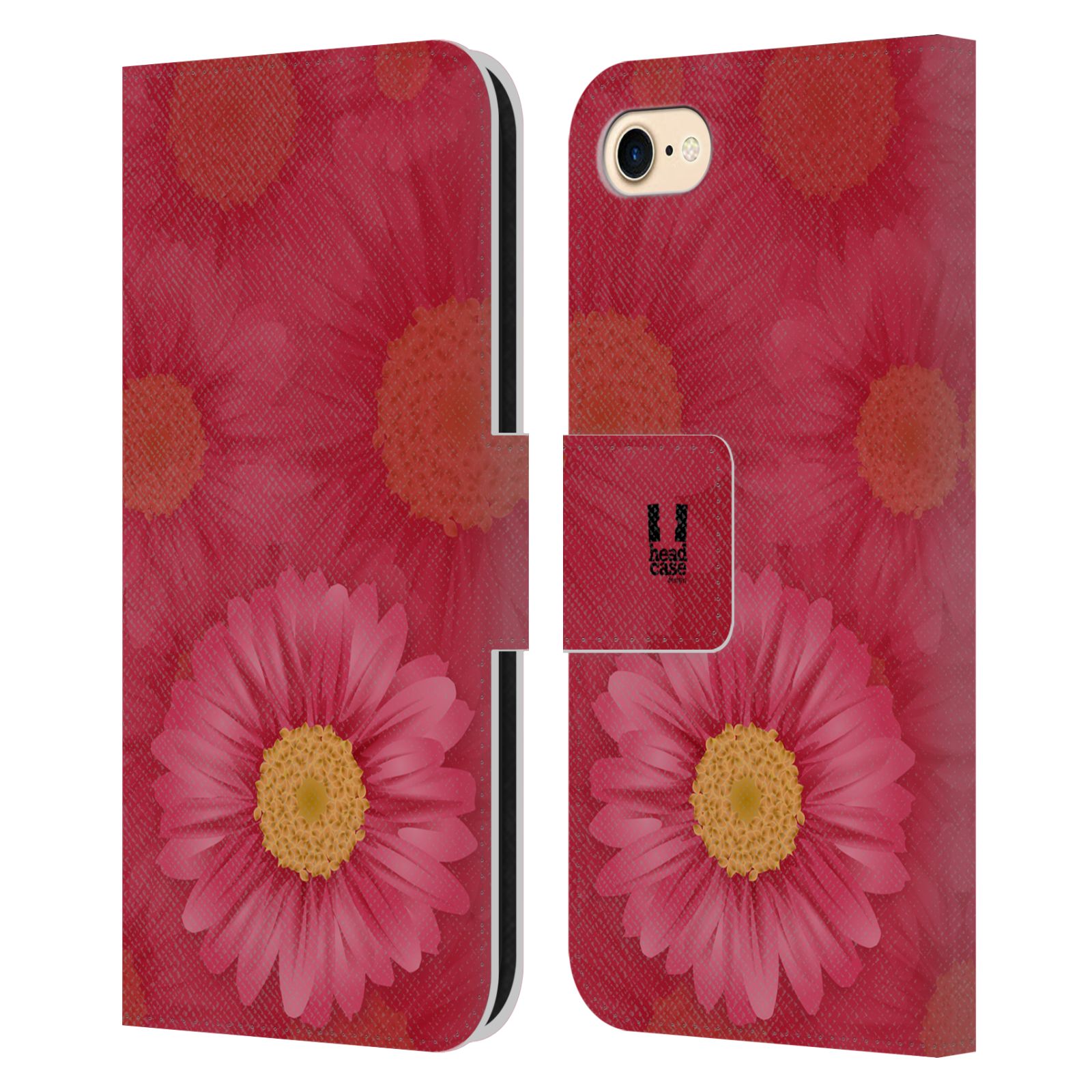 HEAD CASE Flipové pouzdro pro mobil Apple Iphone 7/8/SE 2020 květina sedmikráska červená