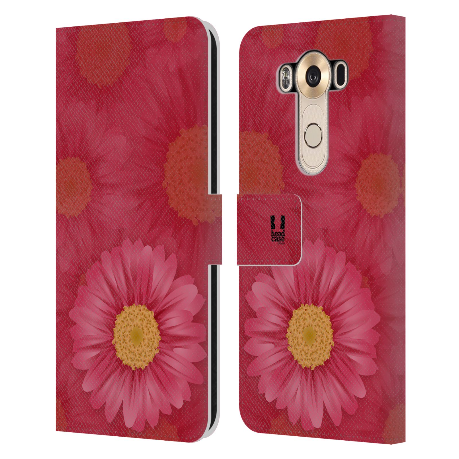 HEAD CASE Flipové pouzdro pro mobil LG V10 květina sedmikráska červená
