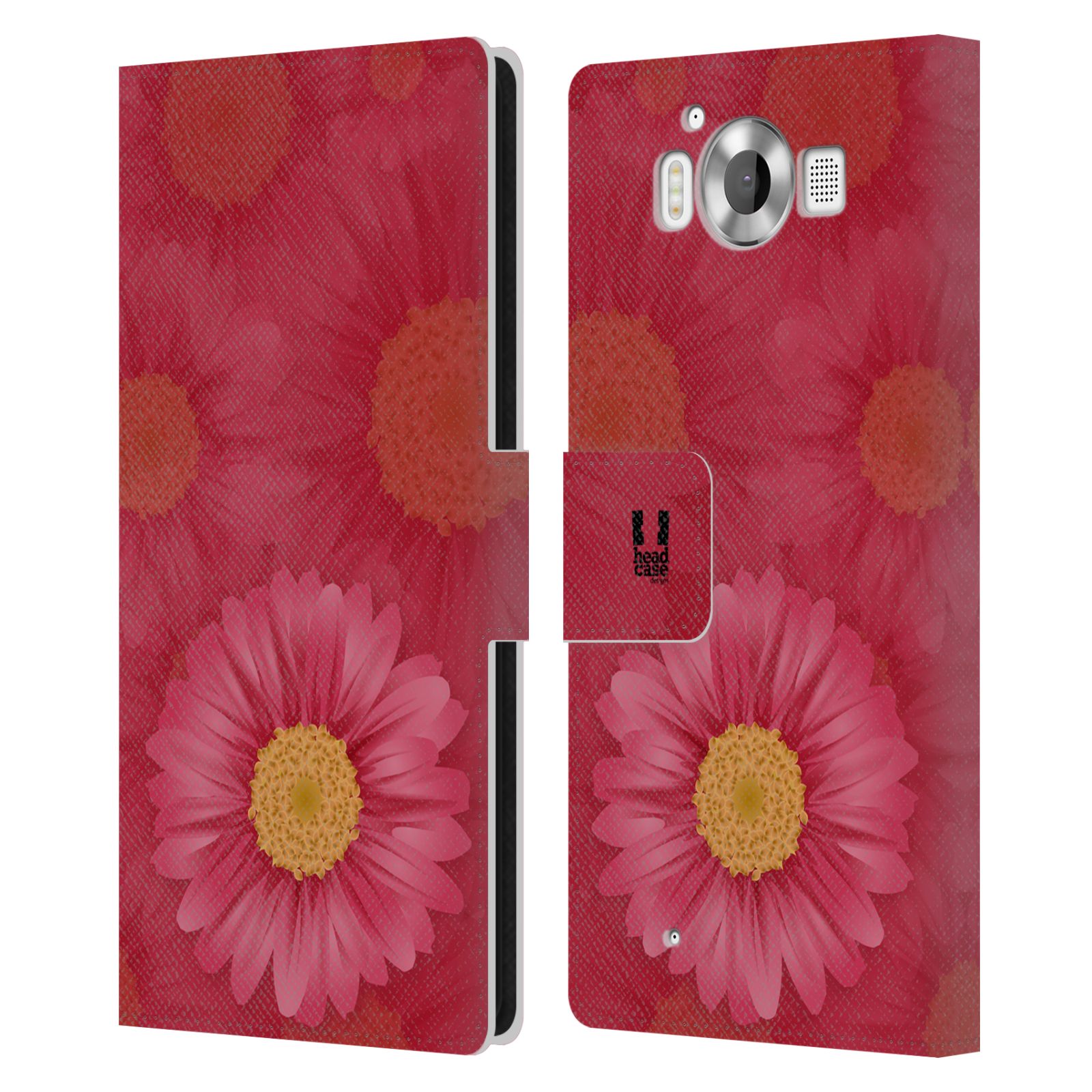 HEAD CASE Flipové pouzdro pro mobil Microsoft Lumia 950 / LUMIA 950 DUAL SIM květina sedmikráska červená