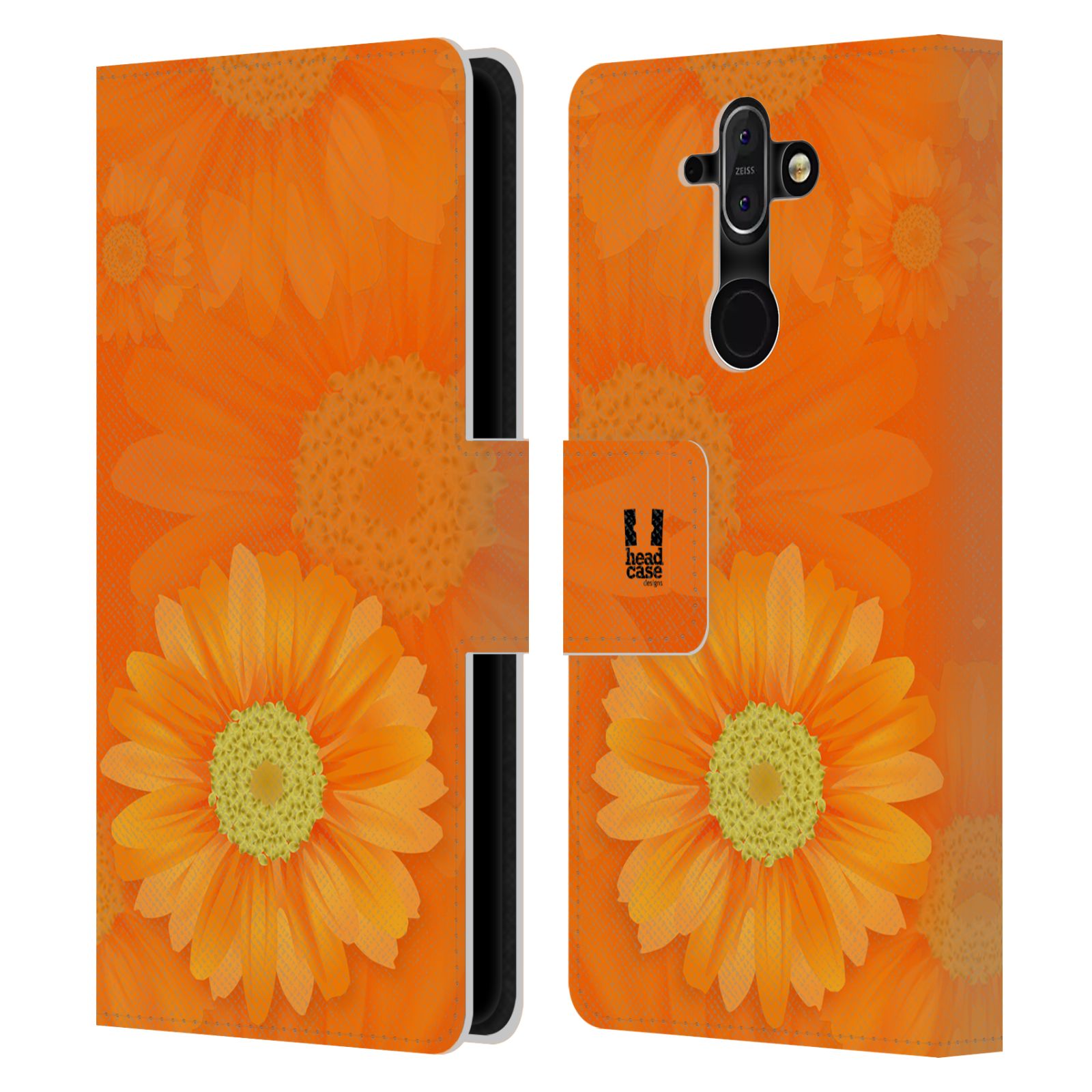 HEAD CASE Flipové pouzdro pro mobil Nokia 8 SIROCCO květina sedmikráska oranžová