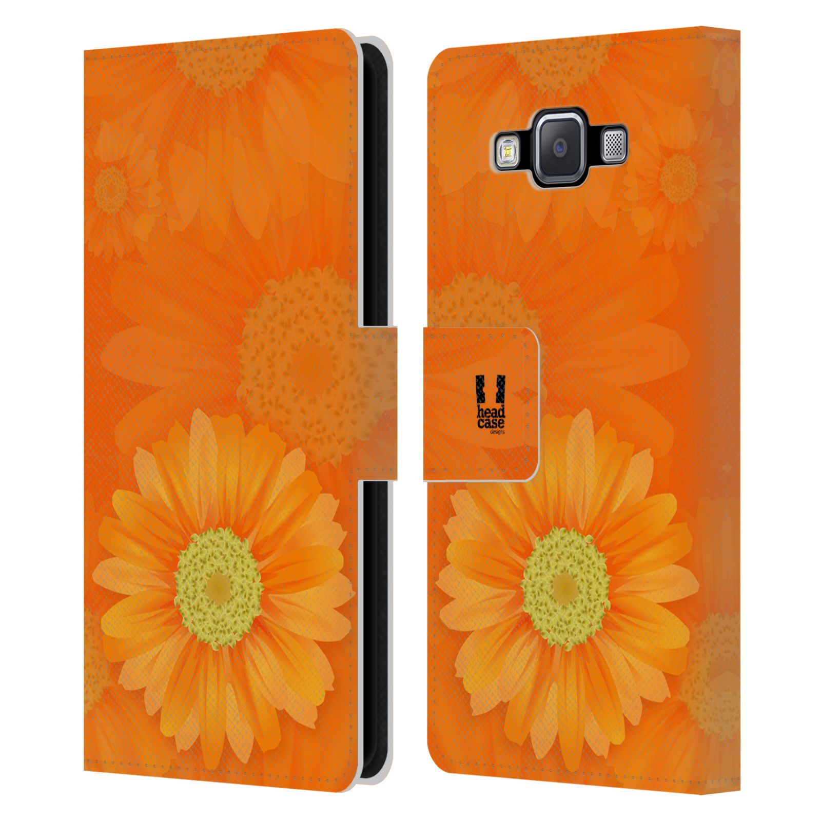 HEAD CASE Flipové pouzdro pro mobil Samsung Galaxy A5 květina sedmikráska oranžová