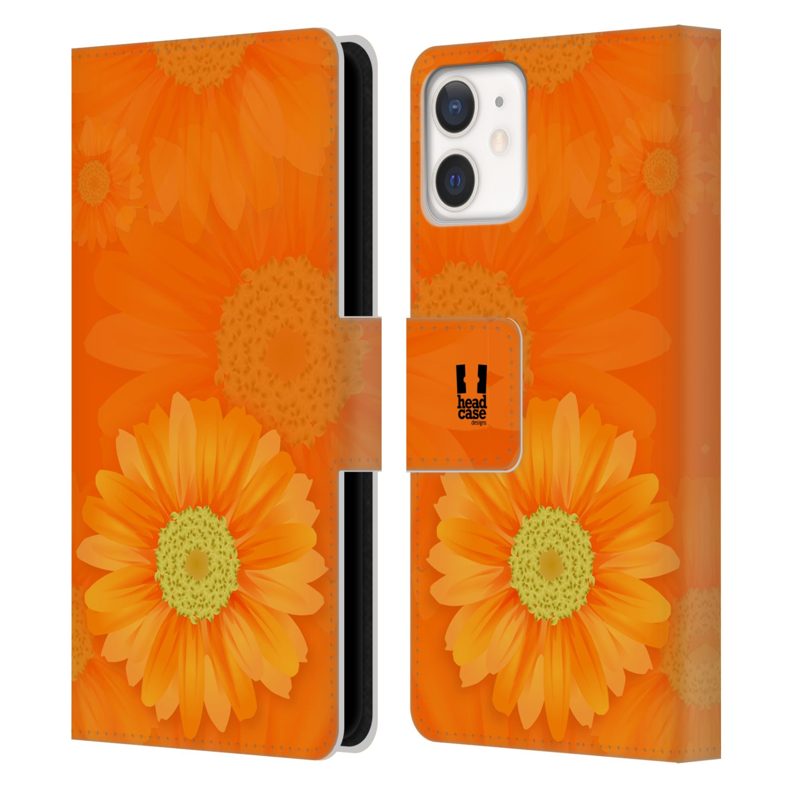 Pouzdro pro mobil Apple Iphone 12 MINI květina sedmikráska oranžová