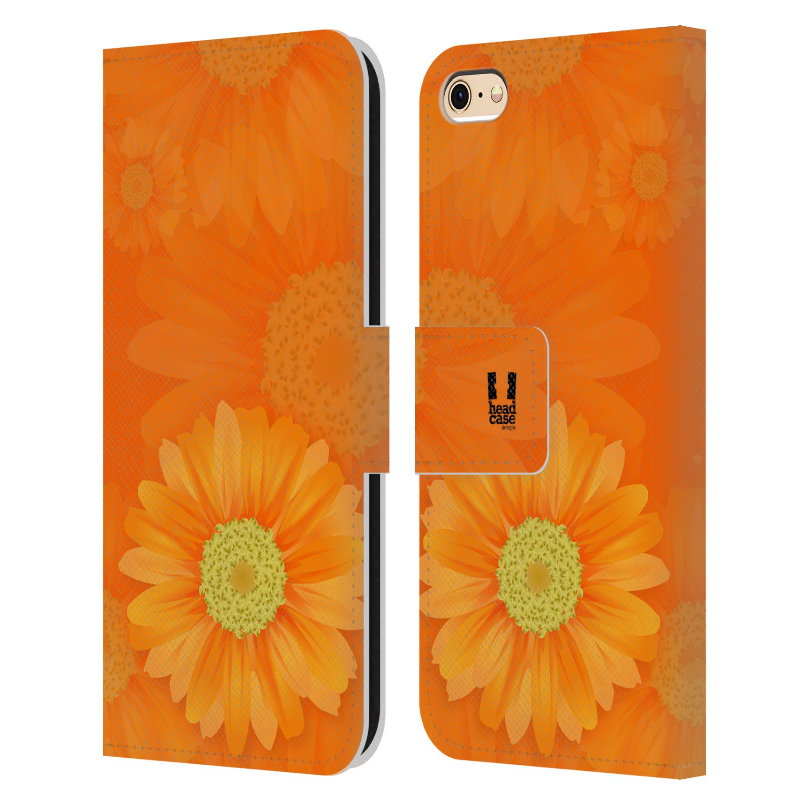 HEAD CASE Flipové pouzdro pro mobil Apple Iphone 6/6s květina sedmikráska oranžová