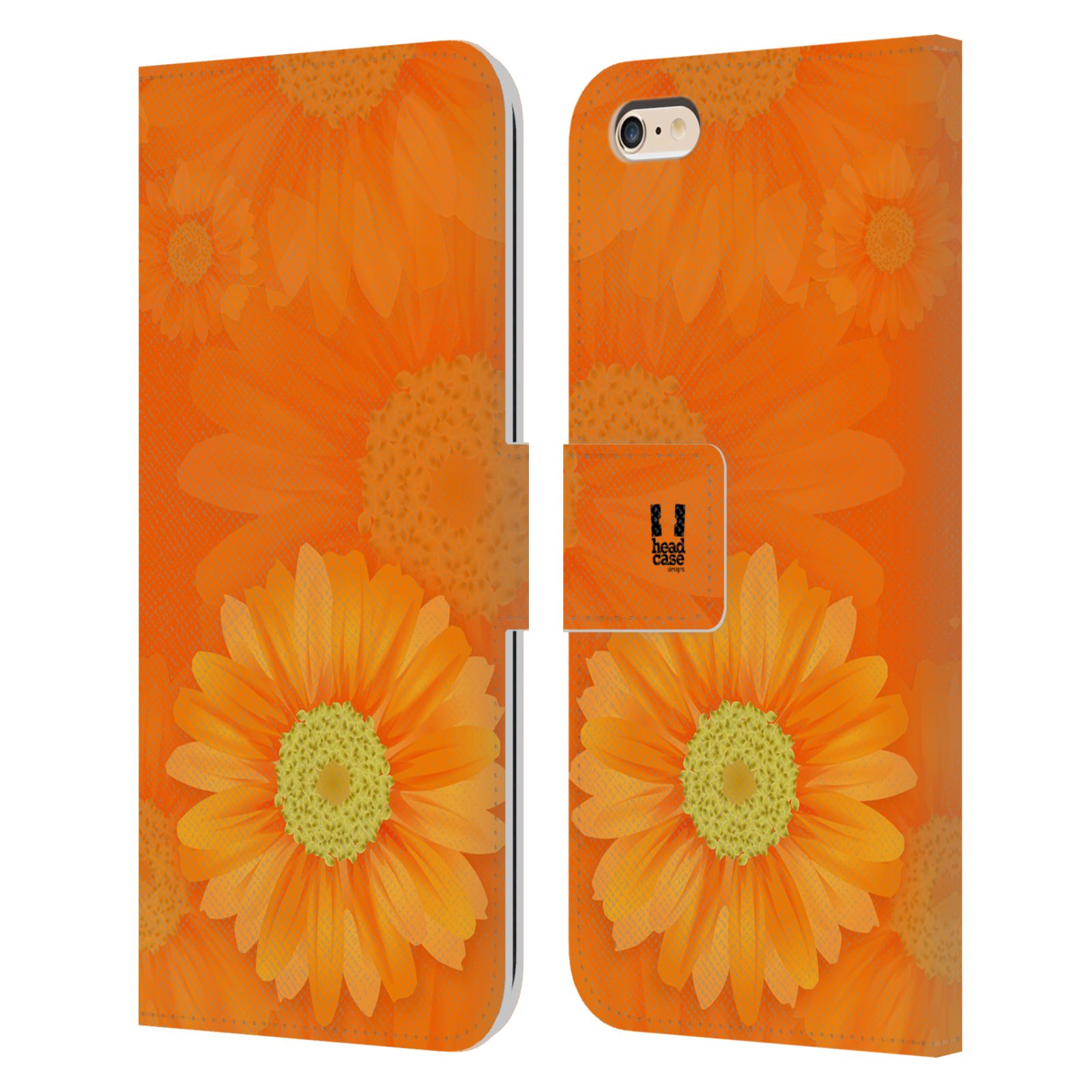 HEAD CASE Flipové pouzdro pro mobil Apple Iphone 6 PLUS / 6S PLUS květina sedmikráska oranžová