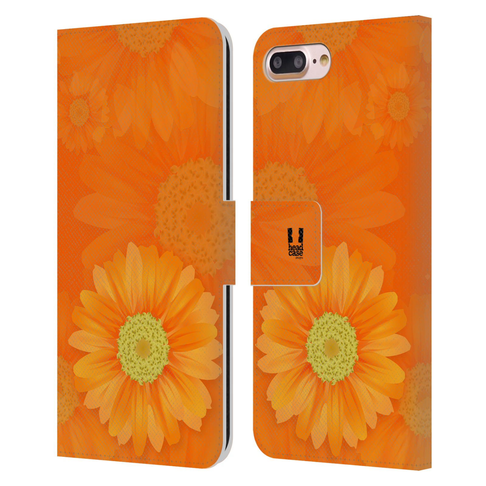 HEAD CASE Flipové pouzdro pro mobil Apple Iphone 7 PLUS / 8 PLUS květina sedmikráska oranžová