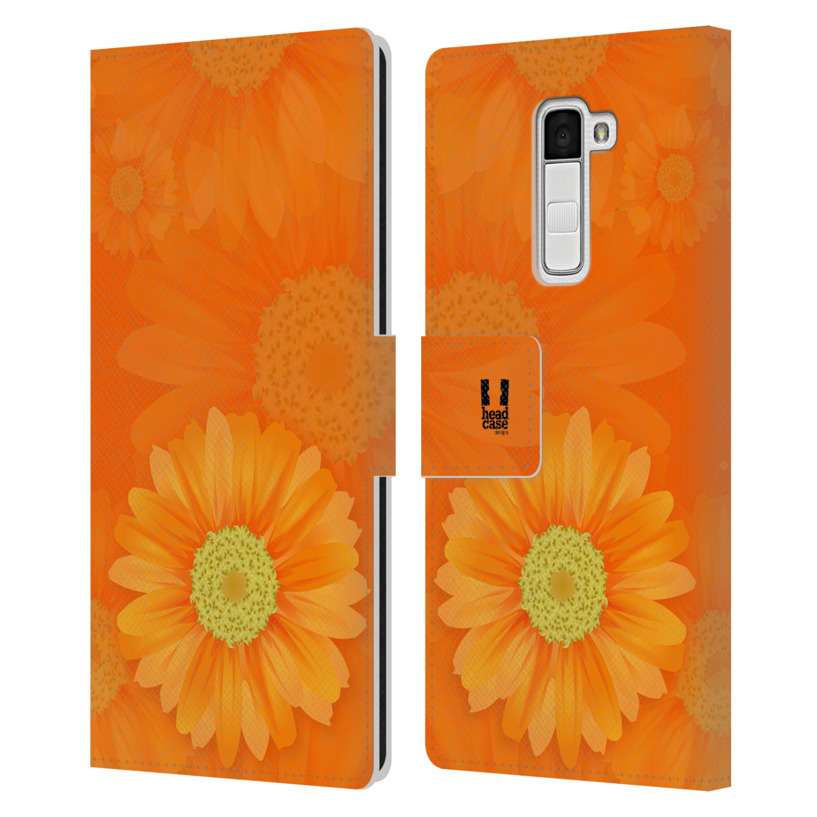 HEAD CASE Flipové pouzdro pro mobil LG K10 květina sedmikráska oranžová