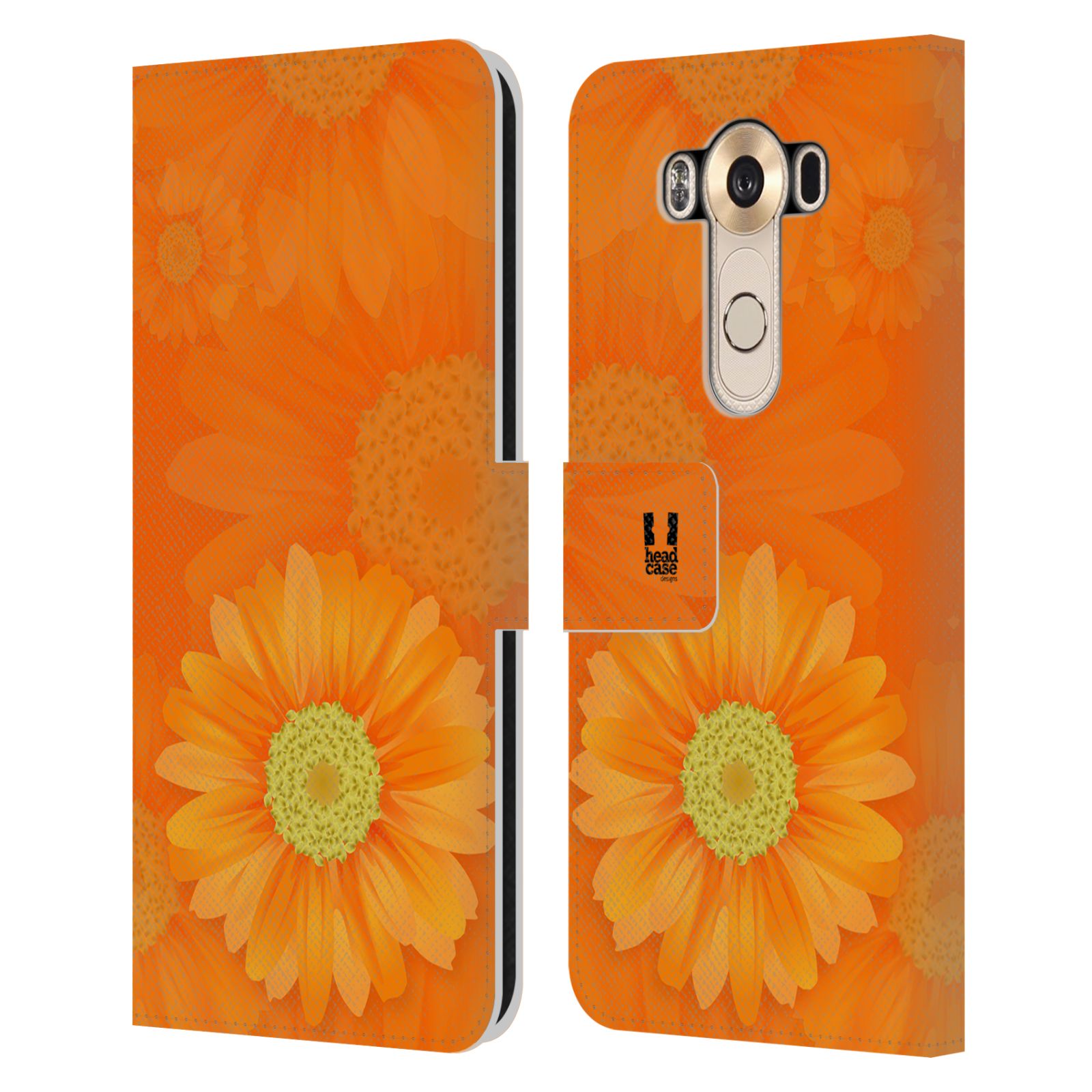 HEAD CASE Flipové pouzdro pro mobil LG V10 květina sedmikráska oranžová