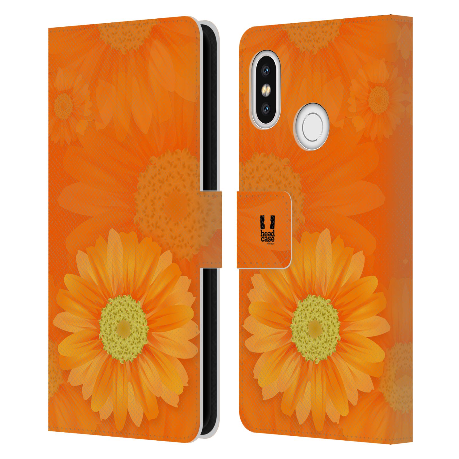 HEAD CASE Flipové pouzdro pro mobil Xiaomi Mi 8 květina sedmikráska oranžová