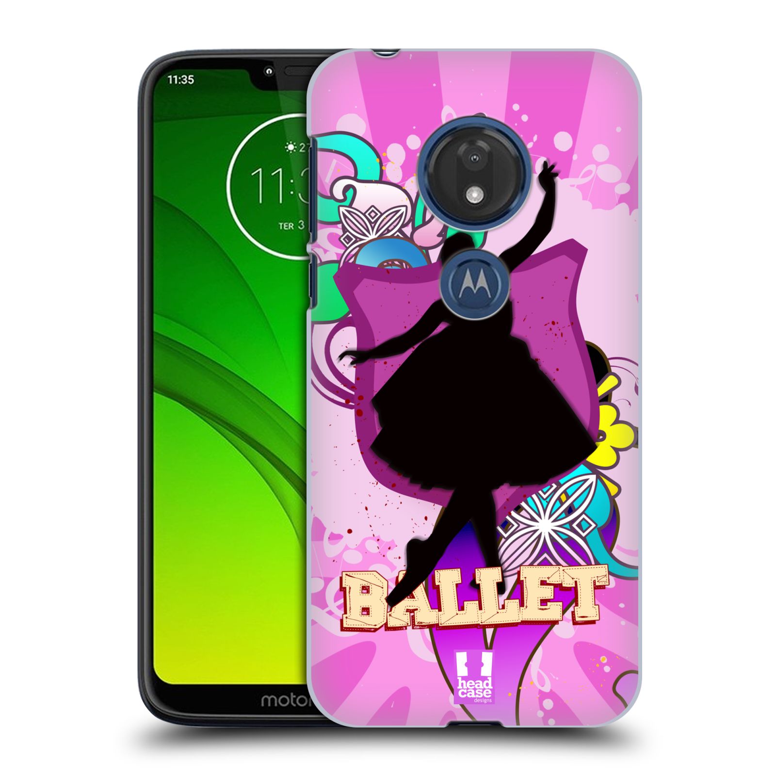 Pouzdro na mobil Motorola Moto G7 Play vzor TANEC SILUETA BALET FIALOVÁ