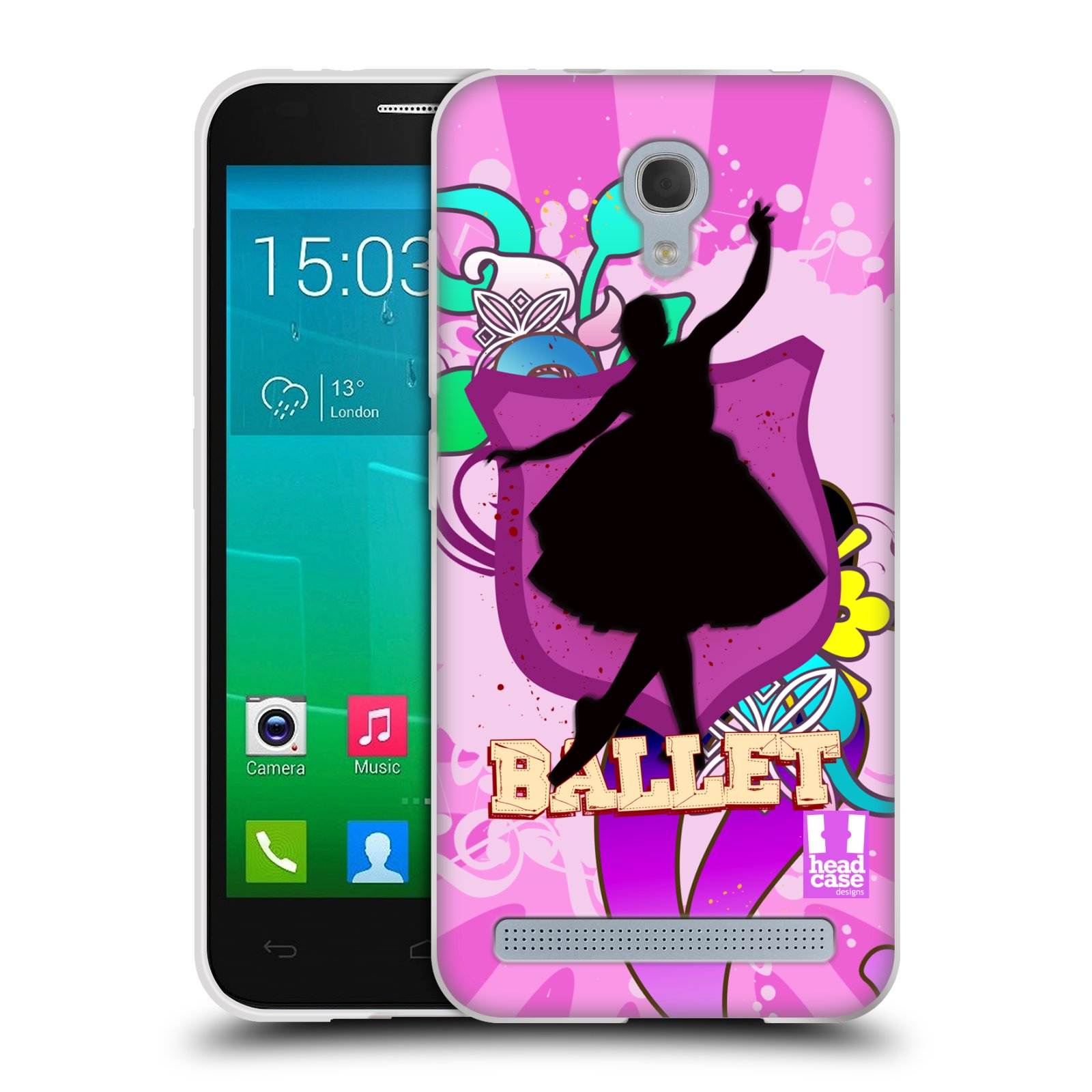 HEAD CASE silikonový obal na mobil Alcatel Idol 2 MINI S 6036Y vzor TANEC SILUETA BALET FIALOVÁ