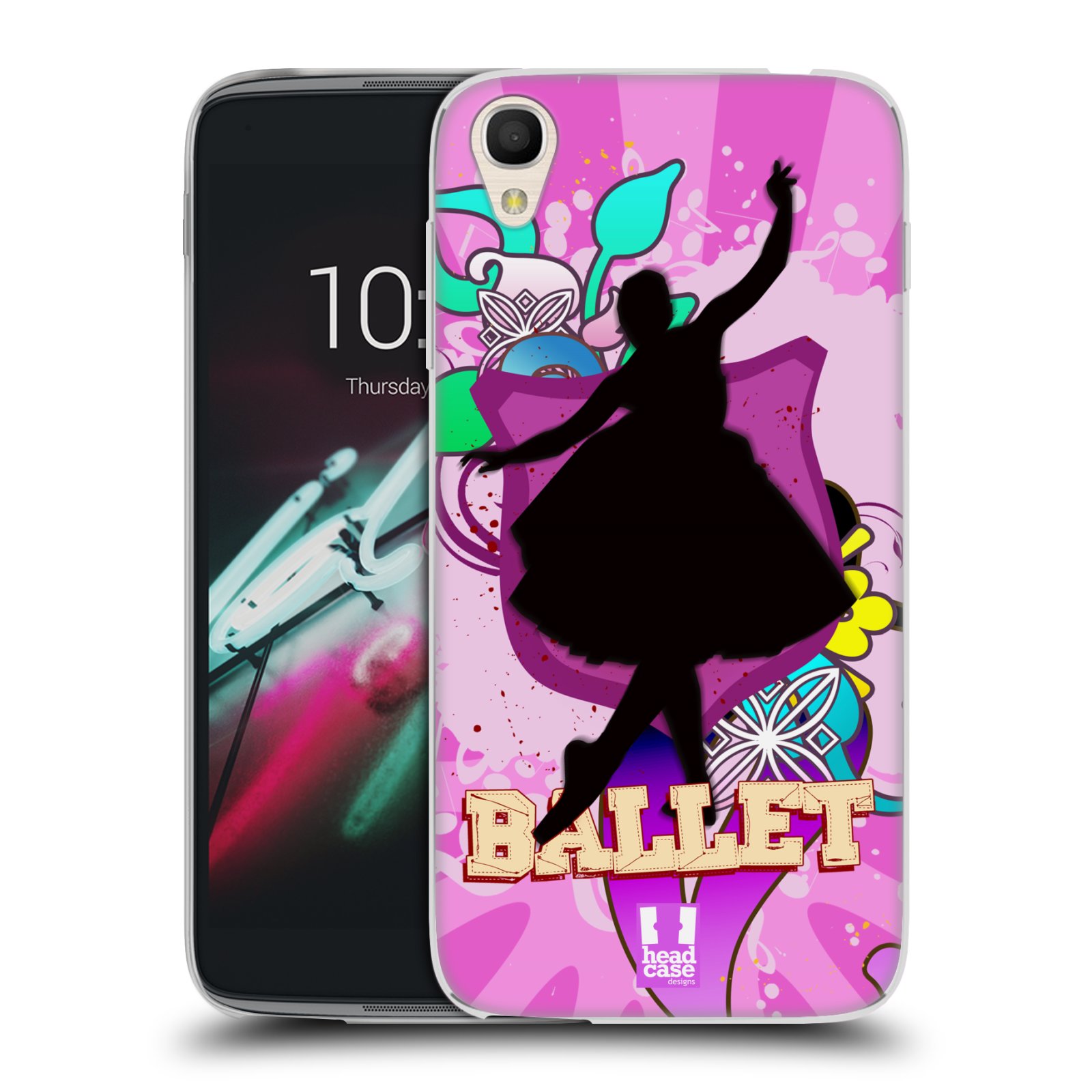 HEAD CASE silikonový obal na mobil Alcatel Idol 3 OT-6039Y (4.7) vzor TANEC SILUETA BALET FIALOVÁ