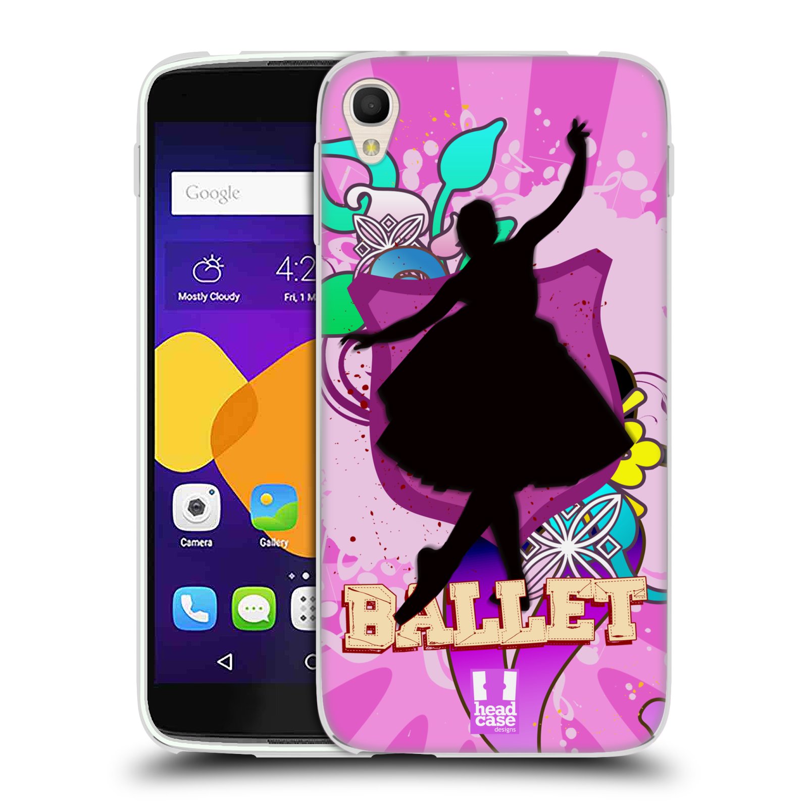 HEAD CASE silikonový obal na mobil Alcatel Idol 3 OT-6045Y (5.5) vzor TANEC SILUETA BALET FIALOVÁ