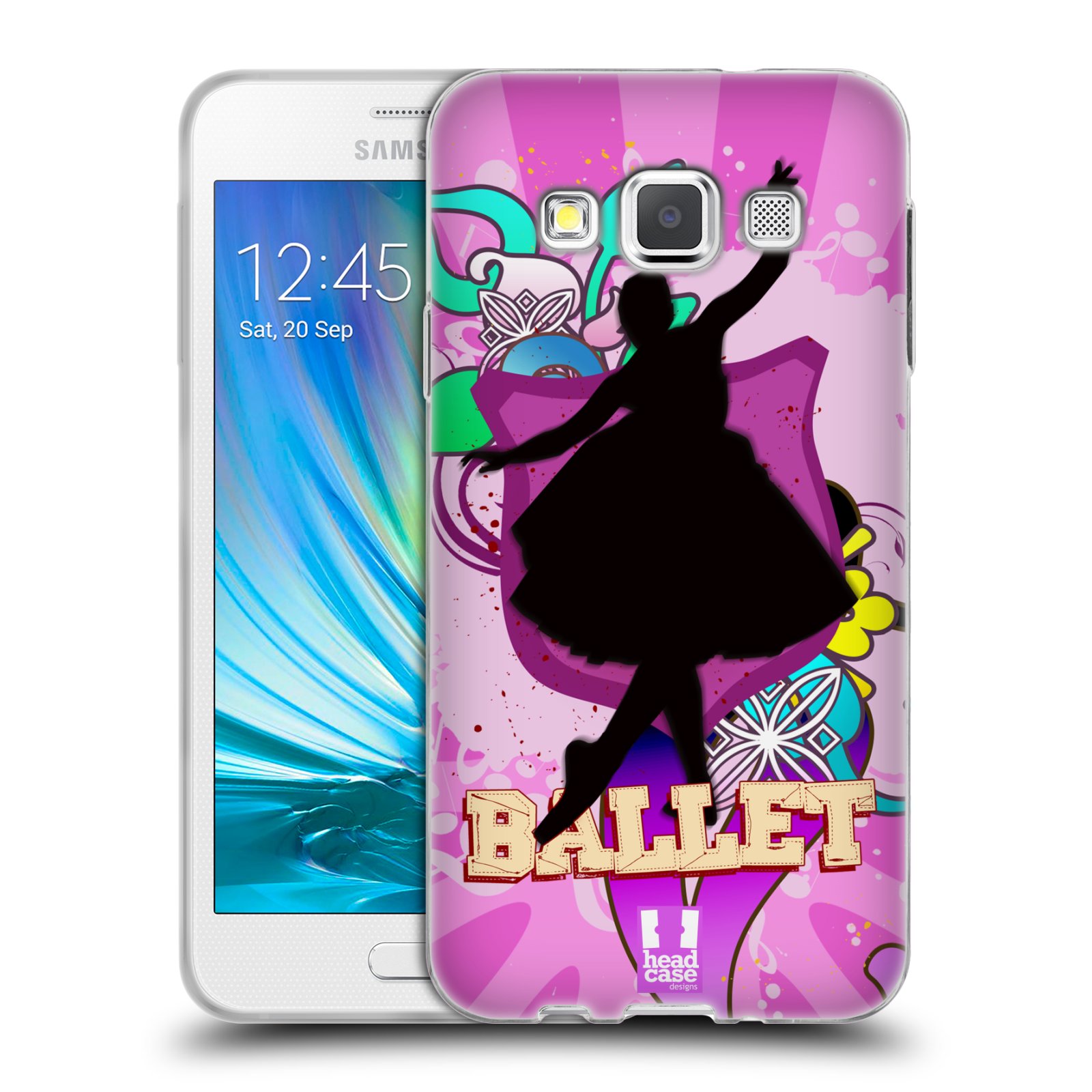 HEAD CASE silikonový obal na mobil Samsung Galaxy A3 vzor TANEC SILUETA BALET FIALOVÁ