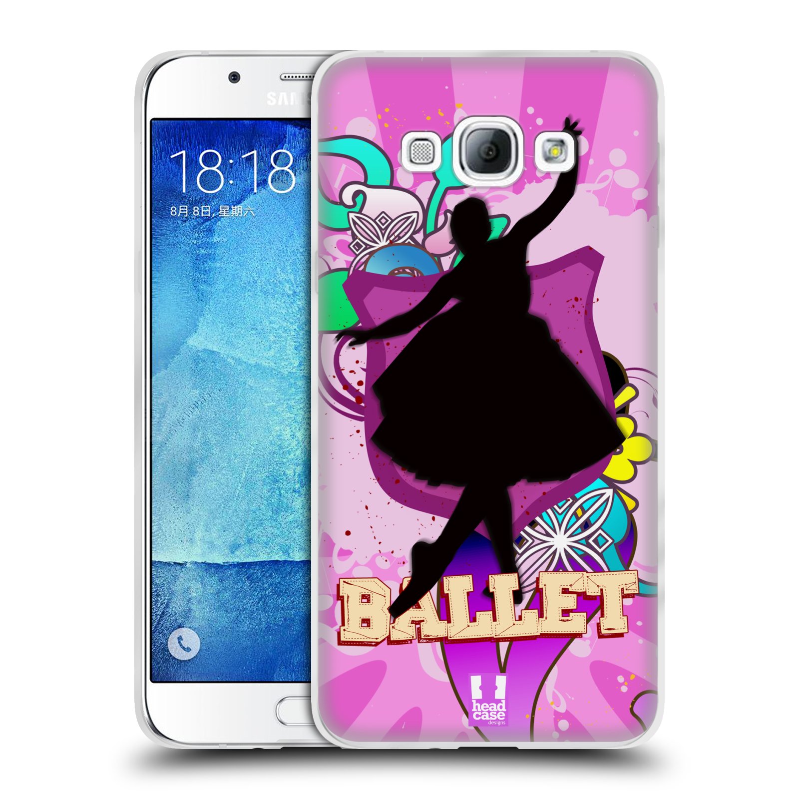 HEAD CASE silikonový obal na mobil Samsung Galaxy A8 vzor TANEC SILUETA BALET FIALOVÁ