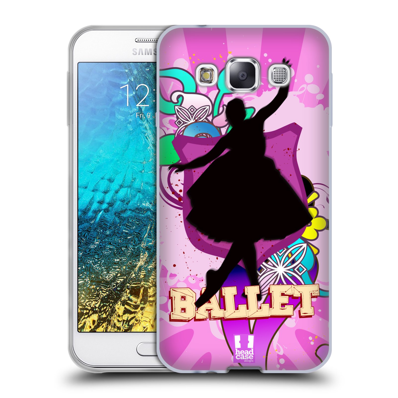 HEAD CASE silikonový obal na mobil Samsung Galaxy E5 vzor TANEC SILUETA BALET FIALOVÁ