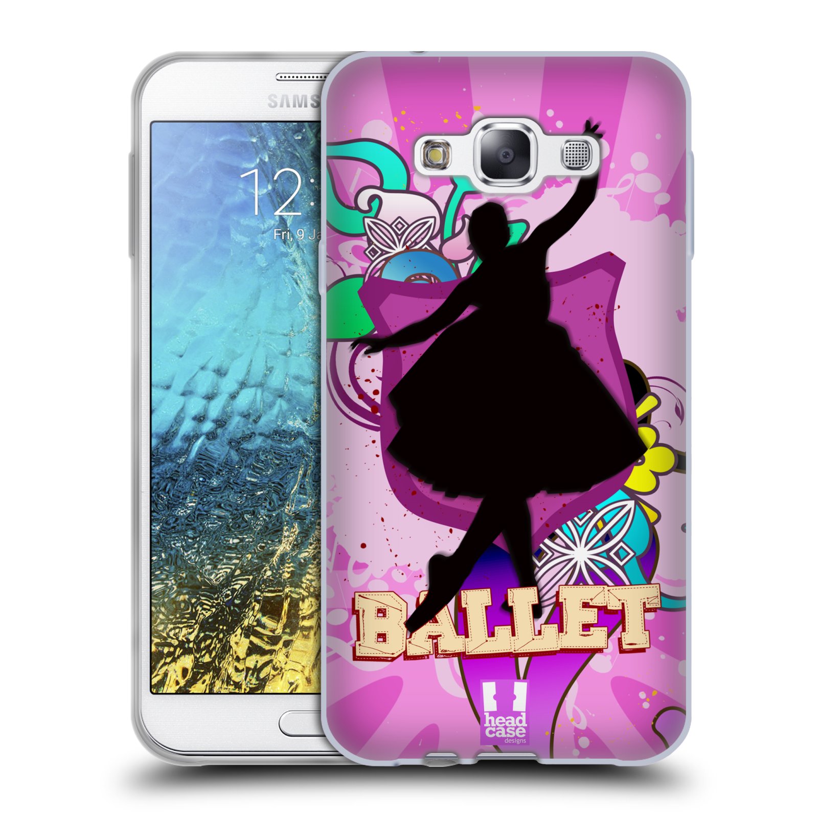 HEAD CASE silikonový obal na mobil Samsung Galaxy E7 vzor TANEC SILUETA BALET FIALOVÁ