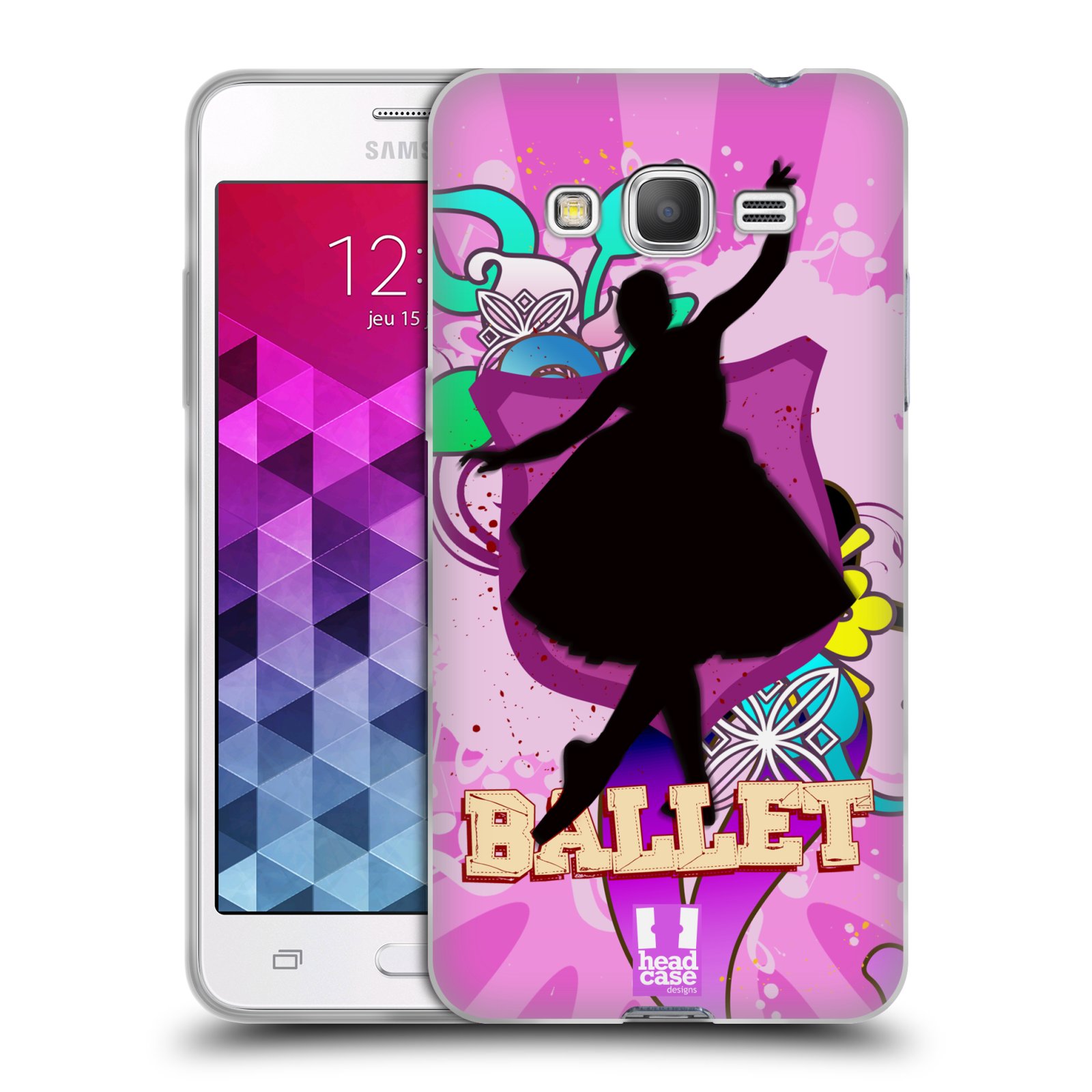 HEAD CASE silikonový obal na mobil Samsung Galaxy GRAND PRIME vzor TANEC SILUETA BALET FIALOVÁ