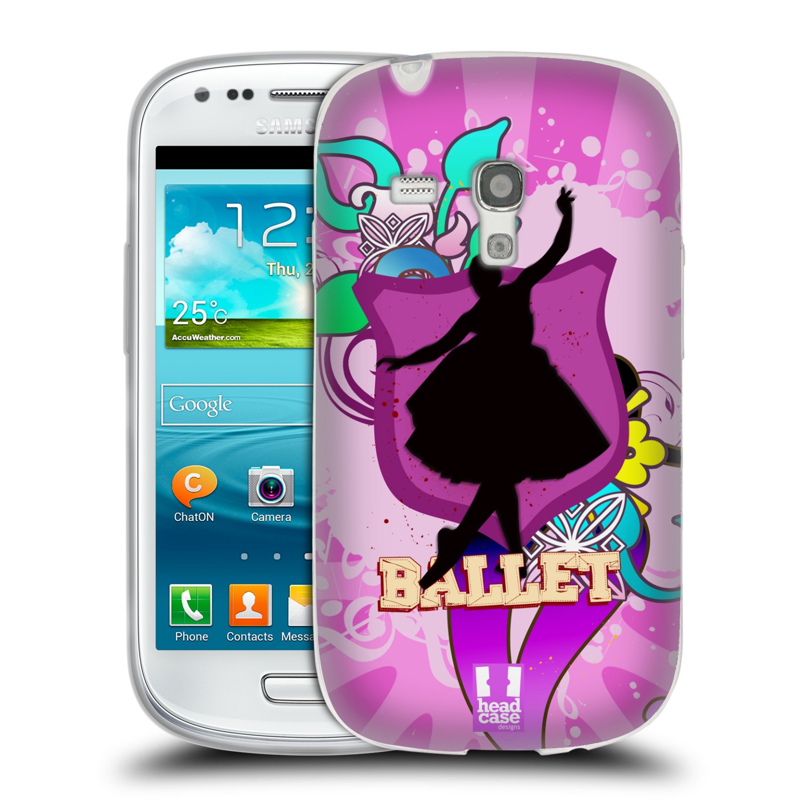 HEAD CASE silikonový obal na mobil Samsung Galaxy S3 MINI i8190 vzor TANEC SILUETA BALET FIALOVÁ