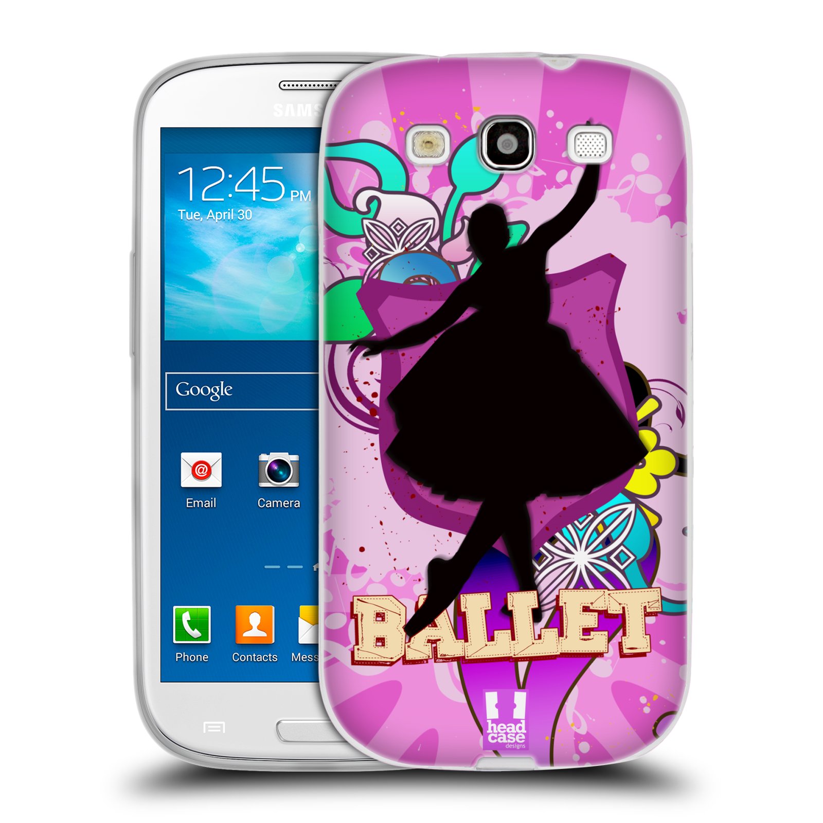 HEAD CASE silikonový obal na mobil Samsung Galaxy S3 i9300 vzor TANEC SILUETA BALET FIALOVÁ