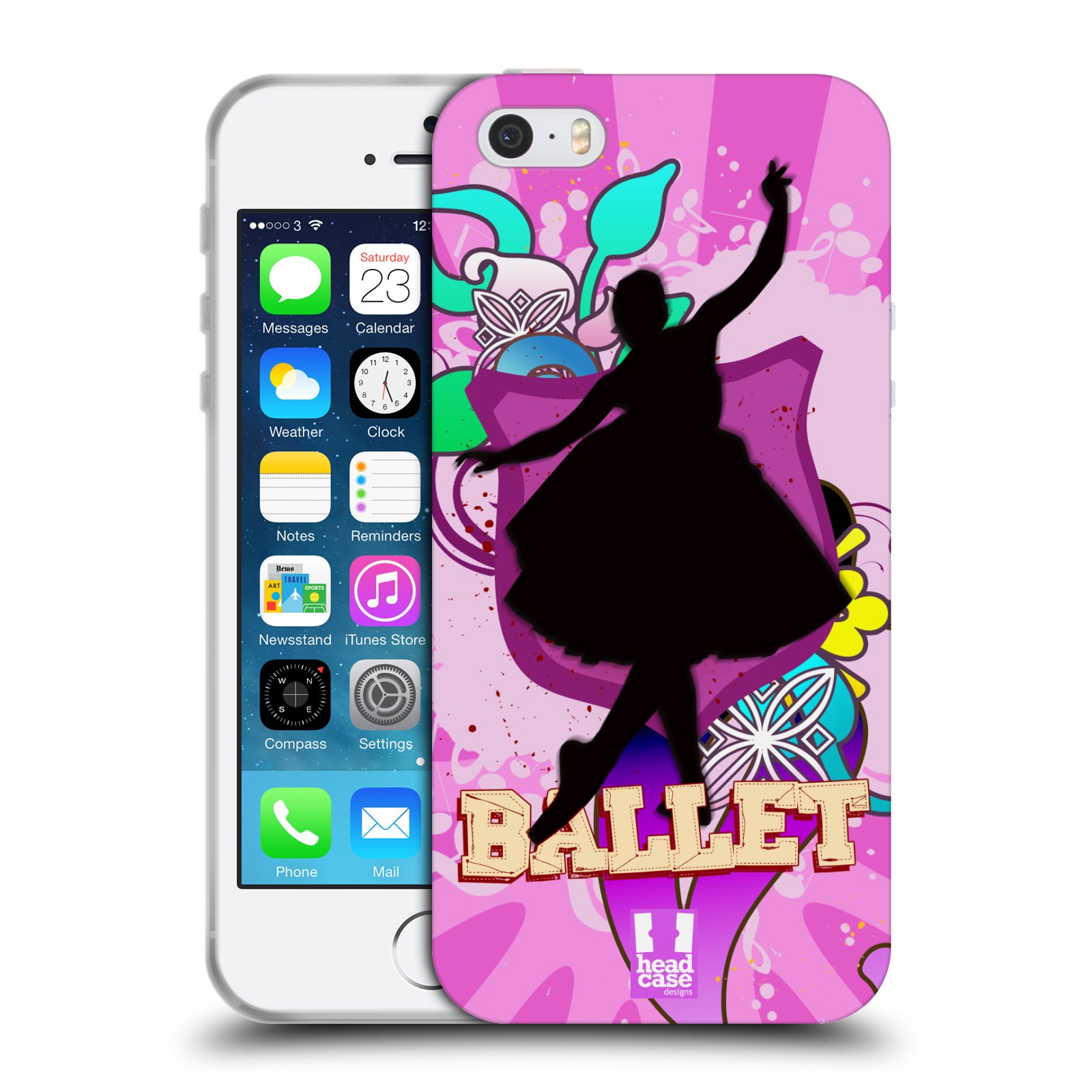 HEAD CASE silikonový obal na mobil Apple Iphone 5/5S vzor TANEC SILUETA BALET FIALOVÁ