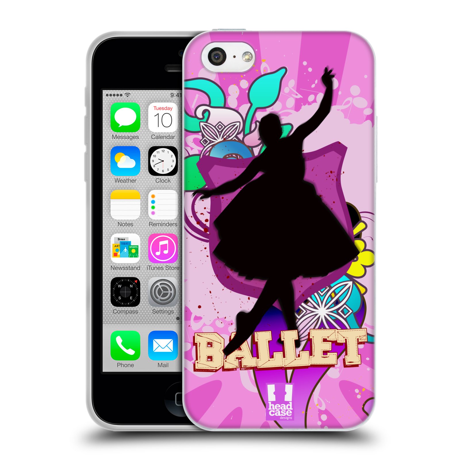 HEAD CASE silikonový obal na mobil Apple Iphone 5C vzor TANEC SILUETA BALET FIALOVÁ