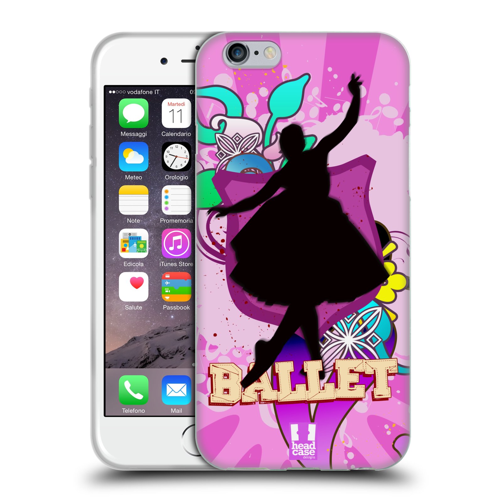 HEAD CASE silikonový obal na mobil Apple Iphone 6/6S vzor TANEC SILUETA BALET FIALOVÁ