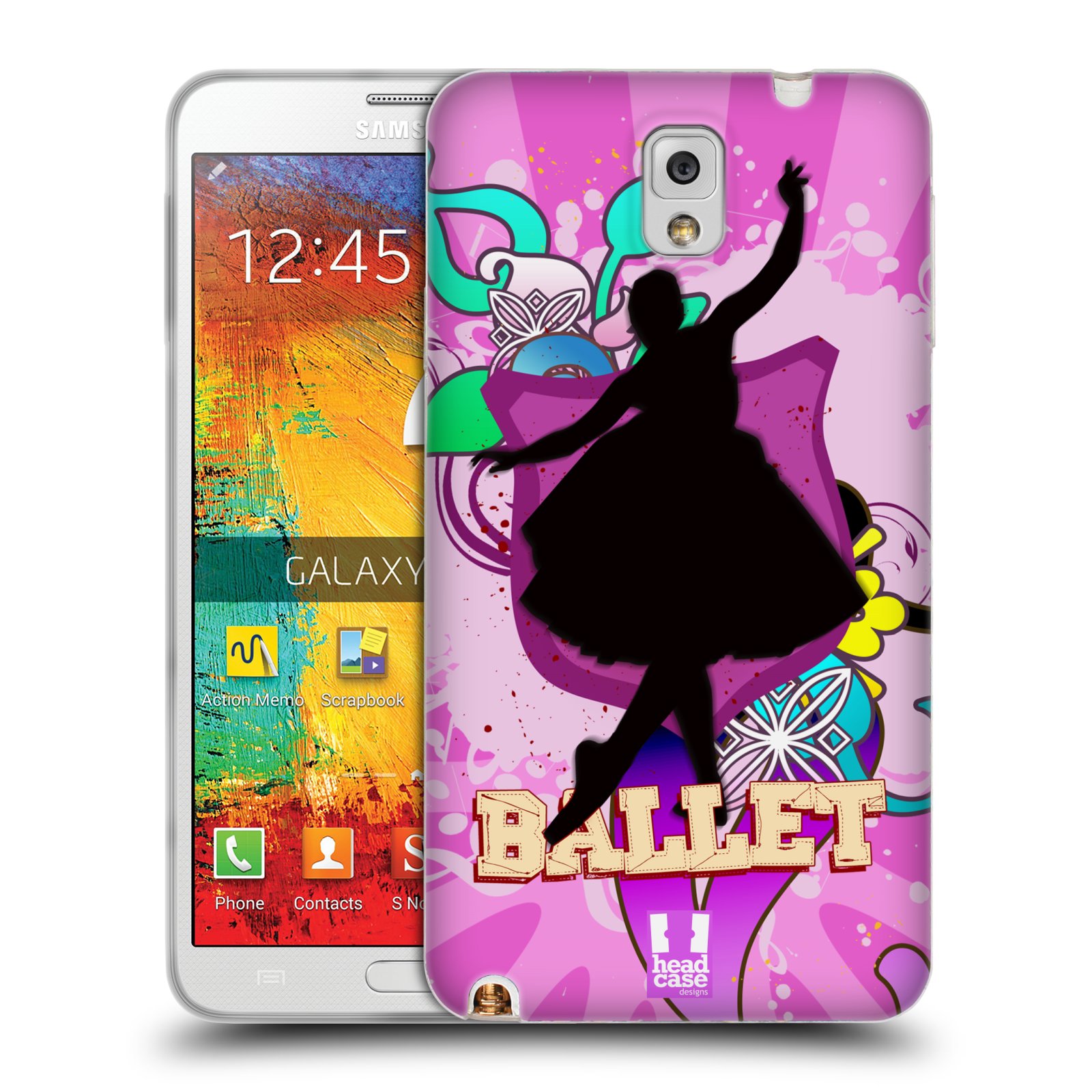 HEAD CASE silikonový obal na mobil Samsung Galaxy Note 3 (N9005) vzor TANEC SILUETA BALET FIALOVÁ