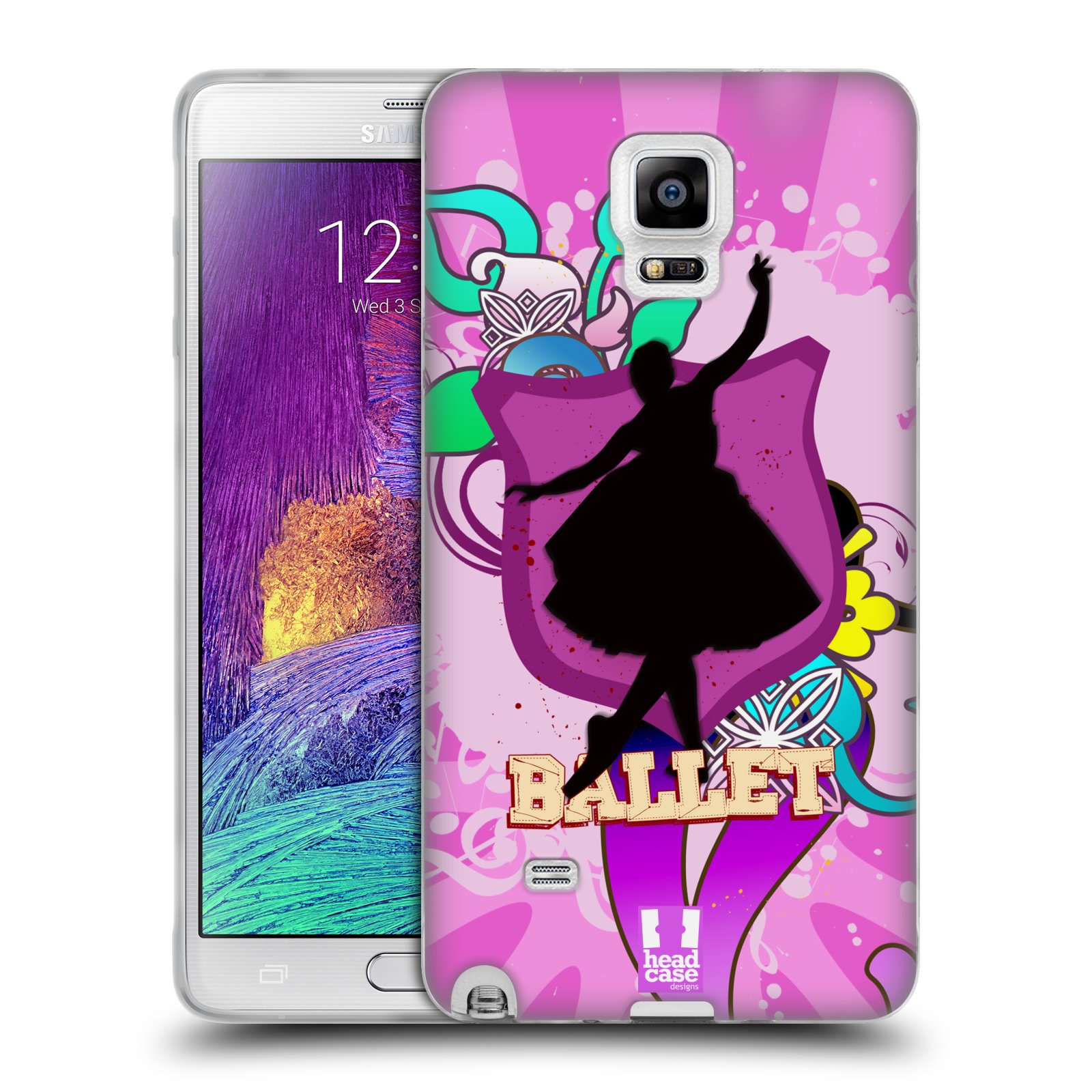 HEAD CASE silikonový obal na mobil Samsung Galaxy Note 4 (N910) vzor TANEC SILUETA BALET FIALOVÁ