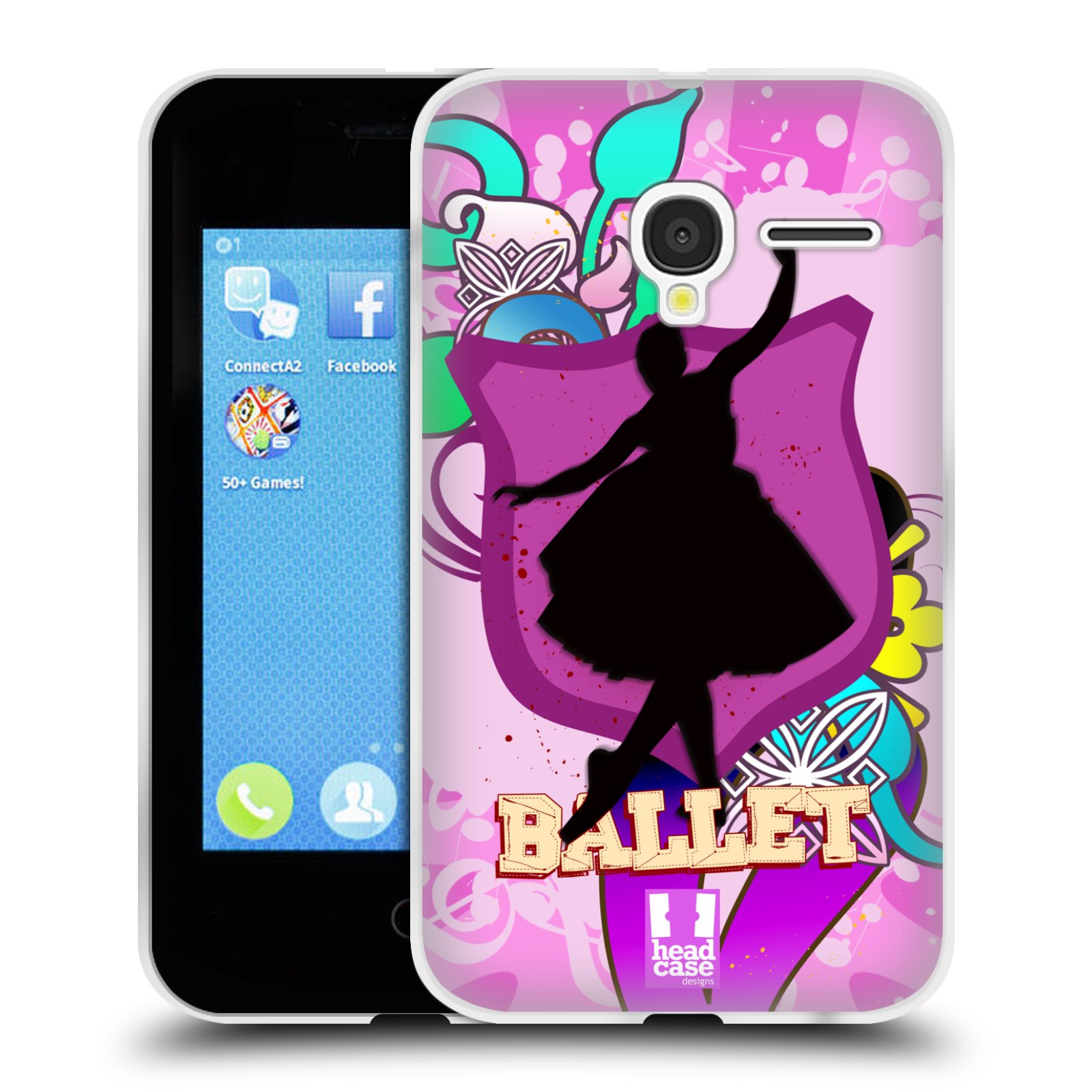 HEAD CASE silikonový obal na mobil Alcatel PIXI 3 OT-4022D (3,5 palcový displej) vzor TANEC SILUETA BALET FIALOVÁ