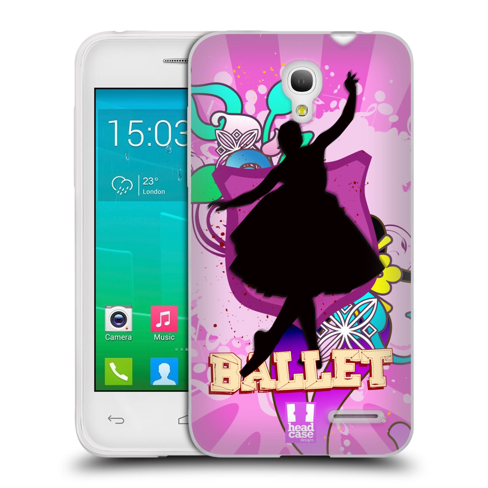 HEAD CASE silikonový obal na mobil Alcatel POP S3 OT-5050Y vzor TANEC SILUETA BALET FIALOVÁ