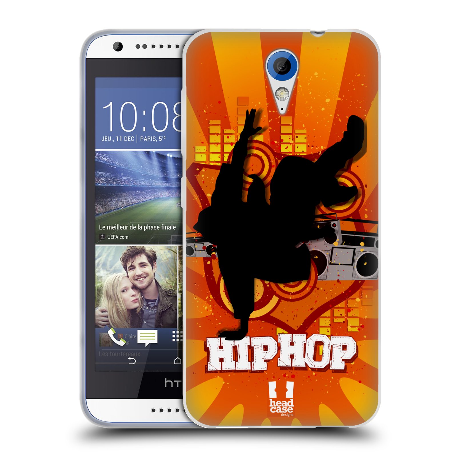 HEAD CASE silikonový obal na mobil HTC DESIRE 620 vzor TANEC SILUETA HIP HOP