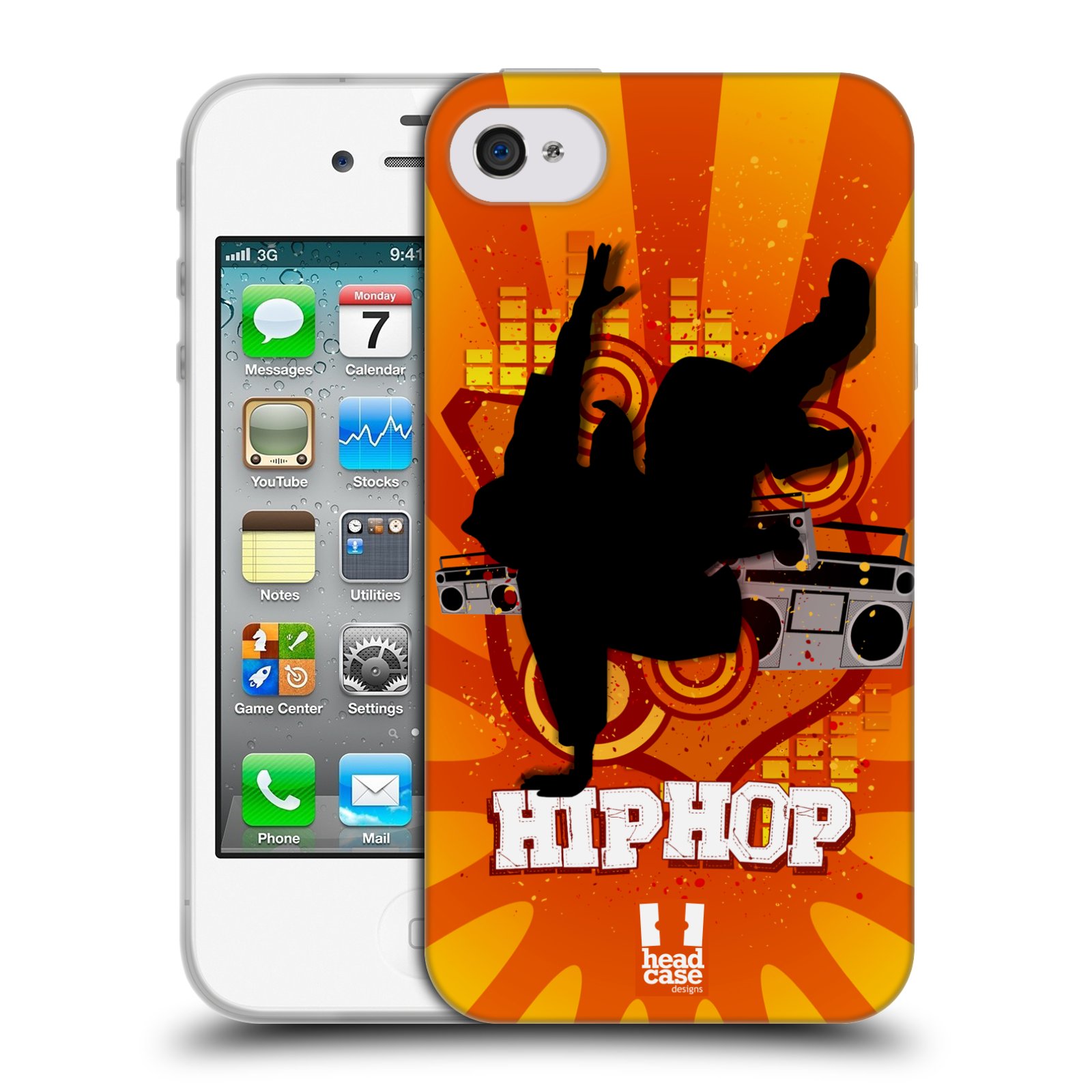 HEAD CASE silikonový obal na mobil Apple Iphone 4/4S vzor TANEC SILUETA HIP HOP