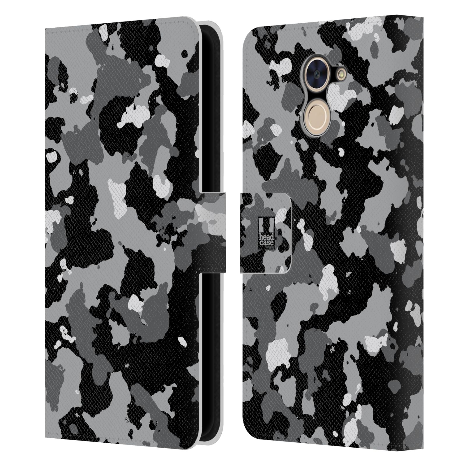 Pouzdro na mobil Huawei Y7 / Y7 Prime - Head Case - kamuflaž černá a šedá