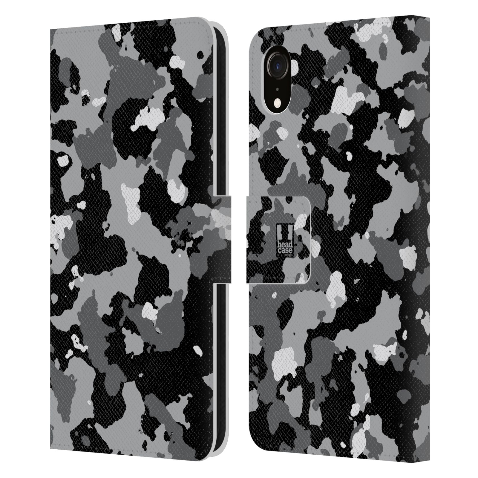Pouzdro na mobil Apple Iphone XR - Head Case - kamuflaž černá a šedá