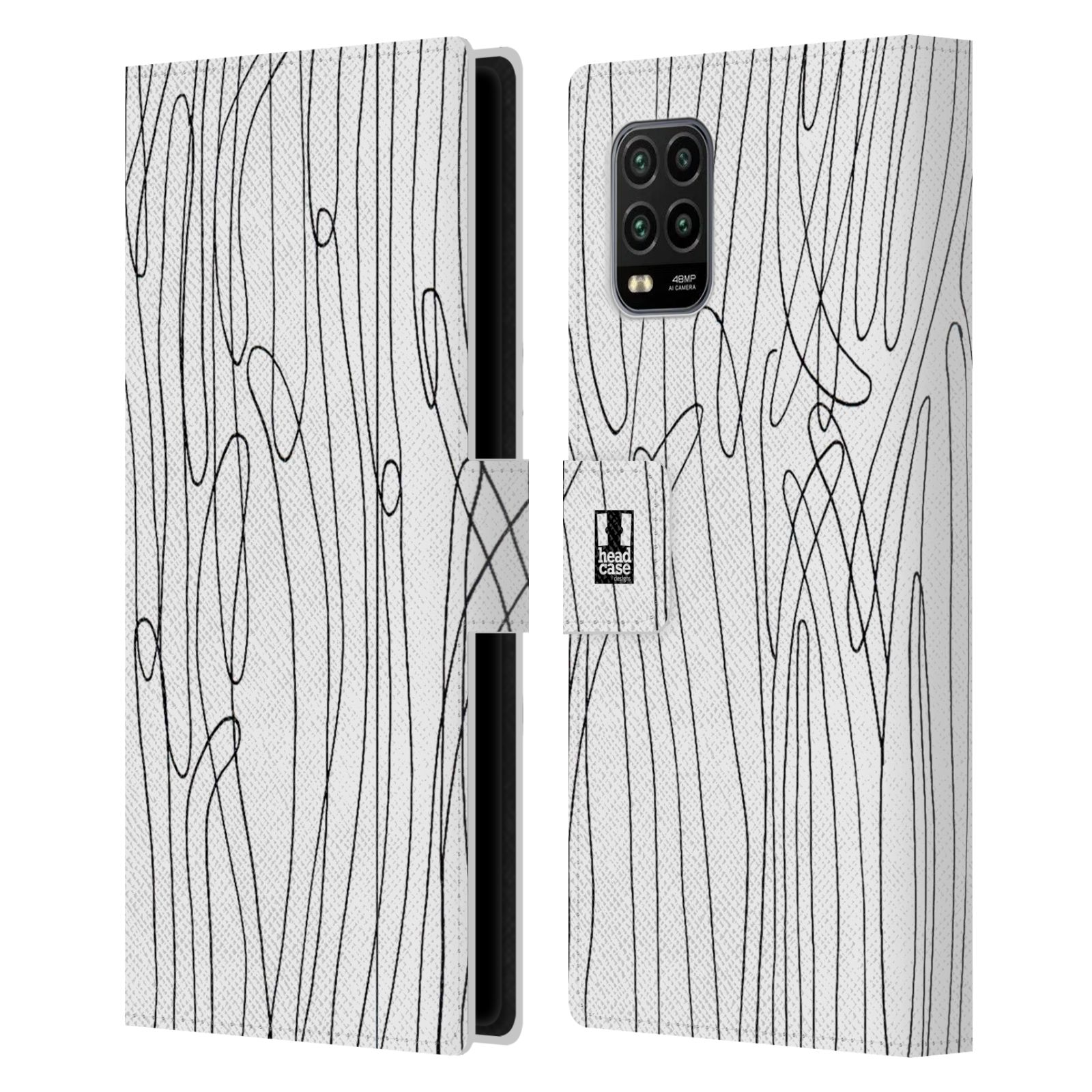 Pouzdro na mobil Xiaomi Mi 10 LITE kresba a čmáranice vlny černá a bílá