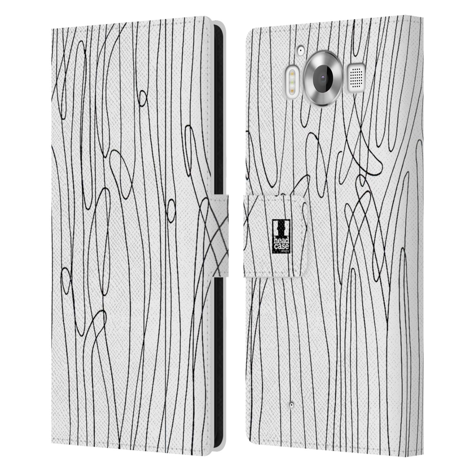 HEAD CASE Flipové pouzdro pro mobil Microsoft Lumia 950 / LUMIA 950 DUAL SIM kresba a čmáranice vlny černá a bílá
