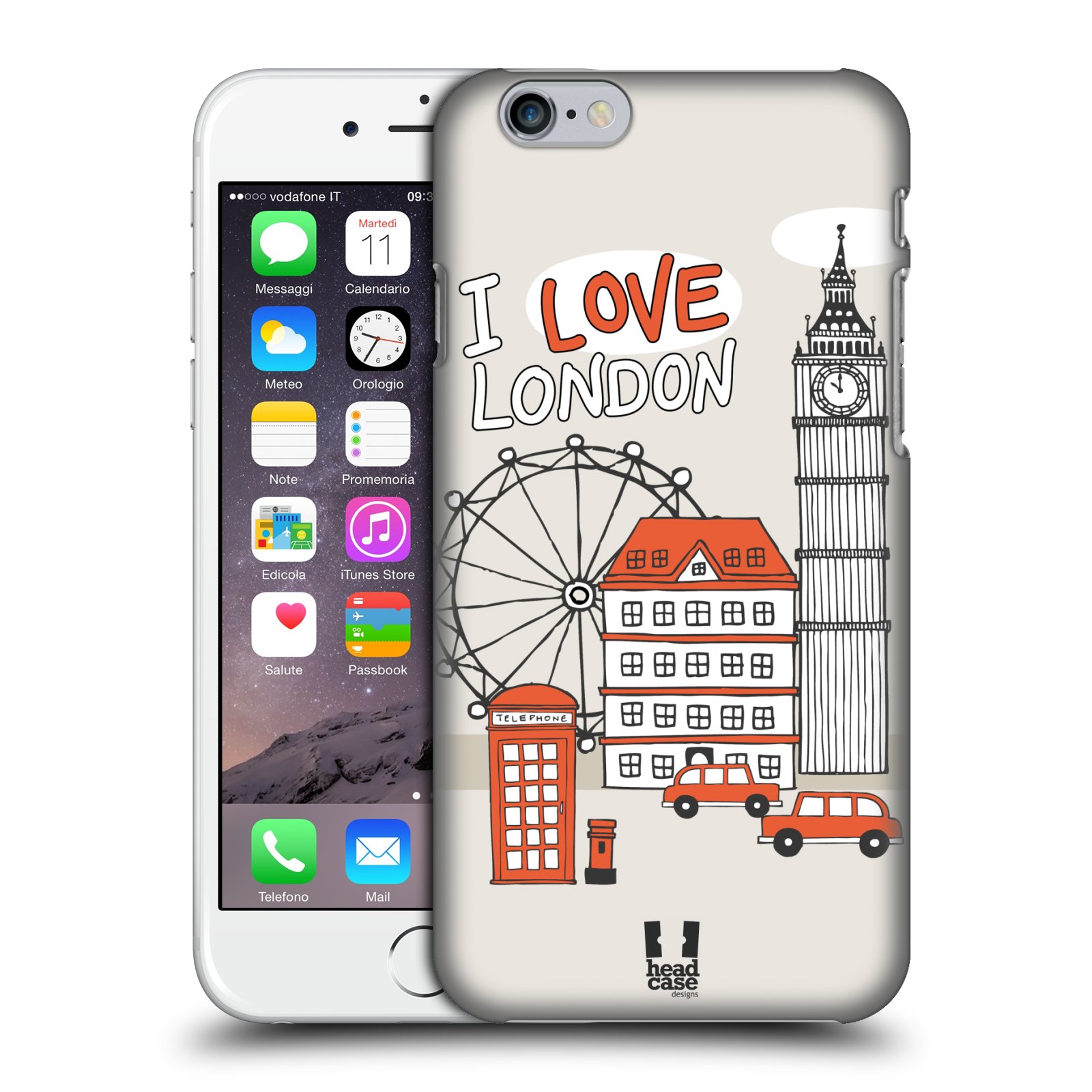 Plastové pouzdro pro mobil Apple Iphone 6/6S vzor Kreslená městečka ČERVENÁ, Anglie, Londýn, I LOVE LONDON