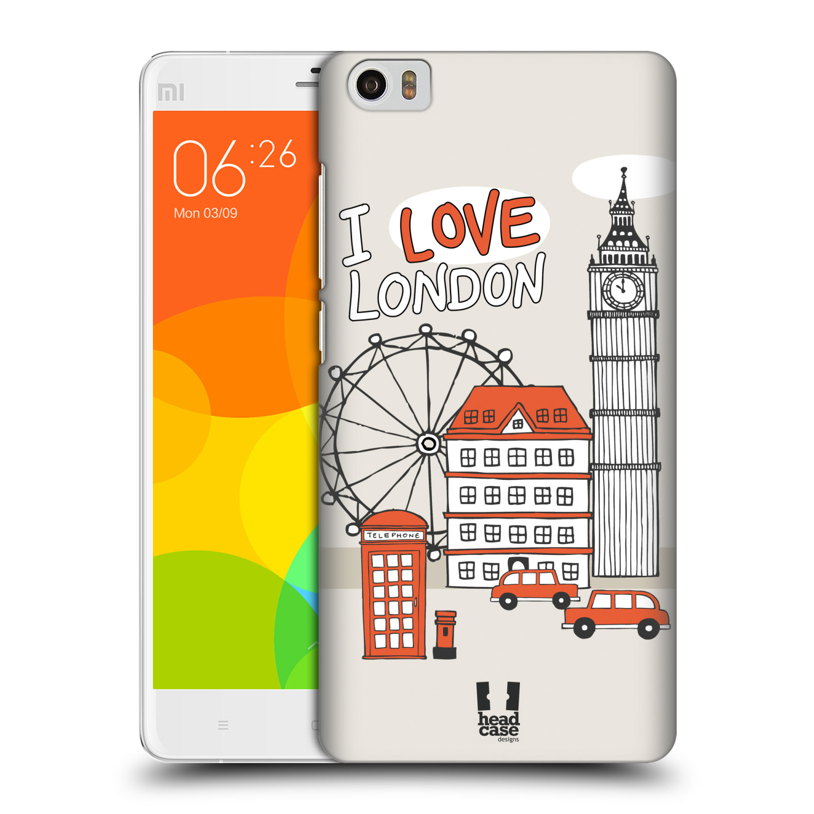 HEAD CASE pevný plastový obal na mobil XIAOMI Mi Note vzor Kreslená městečka ČERVENÁ, Anglie, Londýn, I LOVE LONDON