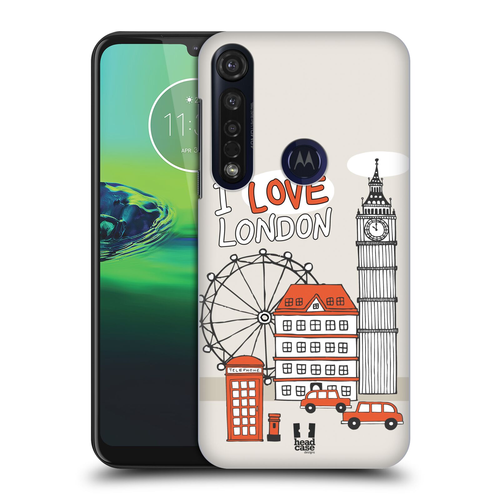 Pouzdro na mobil Motorola Moto G8 PLUS - HEAD CASE - vzor Kreslená městečka ČERVENÁ, Anglie, Londýn, I LOVE LONDON
